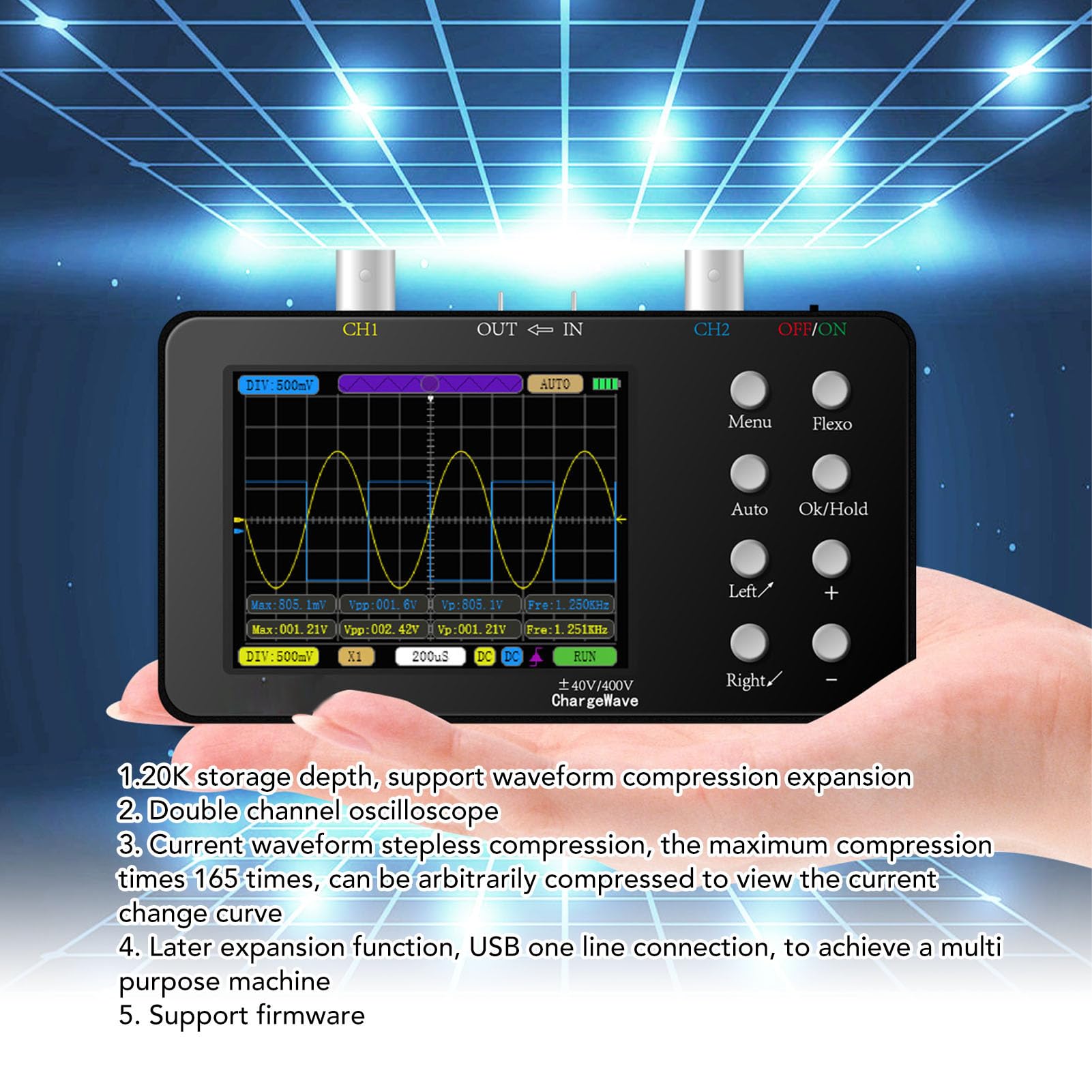 Digital Portable Handheld Tablet Oscilloscope Current Compression Diagnostic Tool for Electronics Enthusiasts