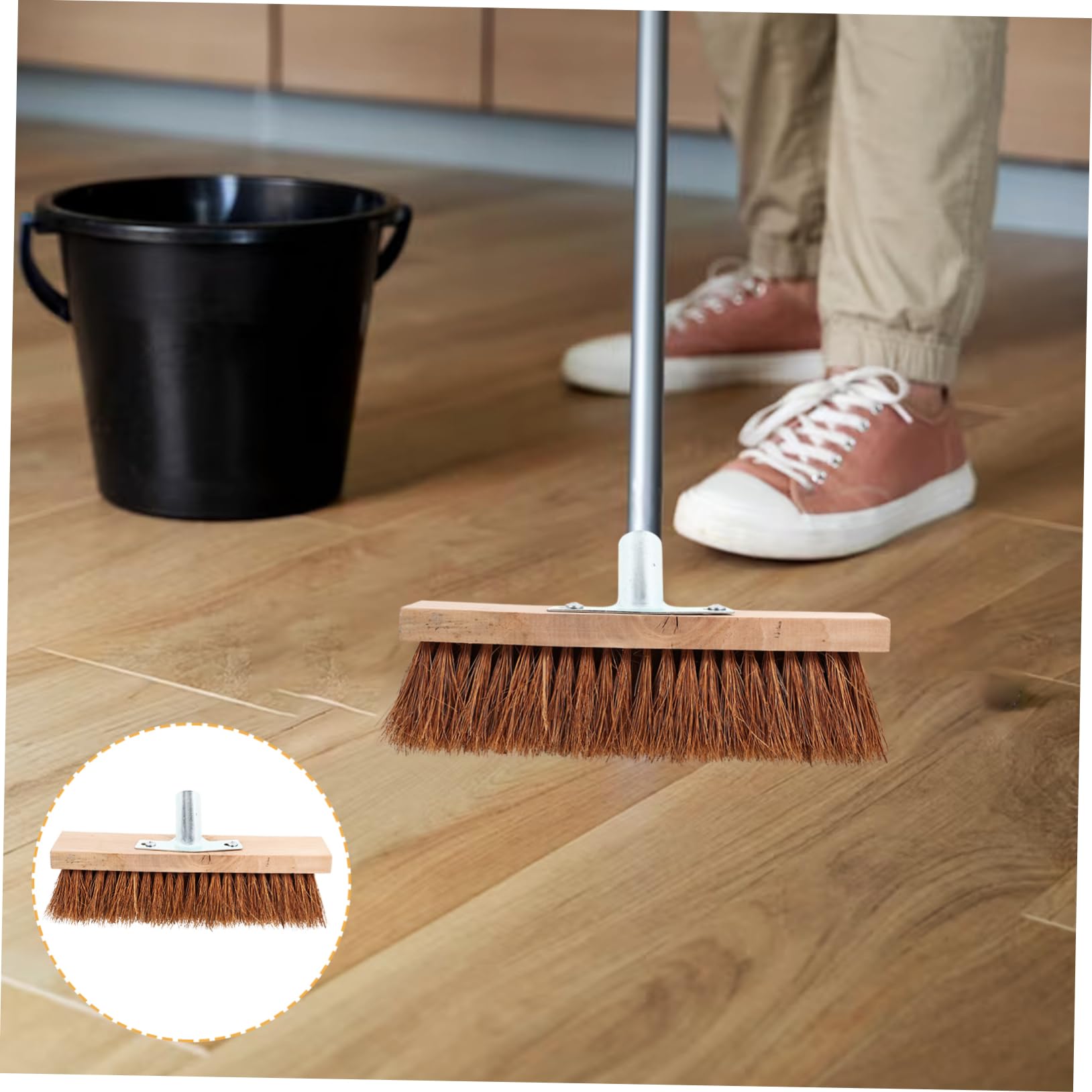 FRCOLOR Testina Spazzola per Pavimenti in Legno, Setole Morbide, Sostituzione Facile, per Camera da Letto e Pavimenti Duri