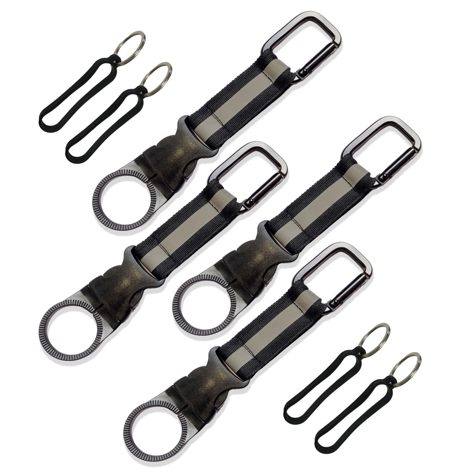 Water Bottle Clip, 8 Pack Reflective Glow in The Dark Nylon Strap Holder with Carabiner Buckle for Backpack, Belt, Tactical Outdoor Camping Hiking