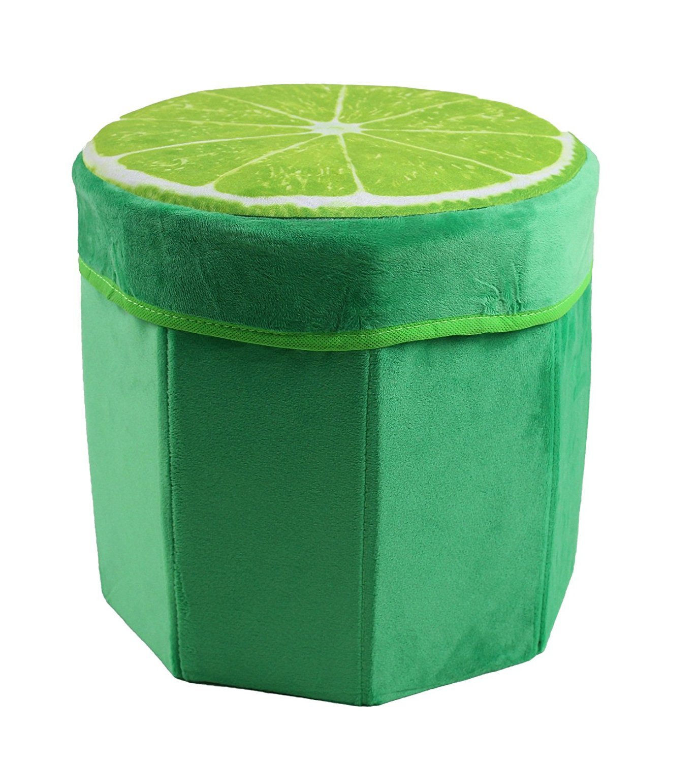 3D Creative Fruit Velvet Foldable Storage Ottoman Footrest Stool (Lime)