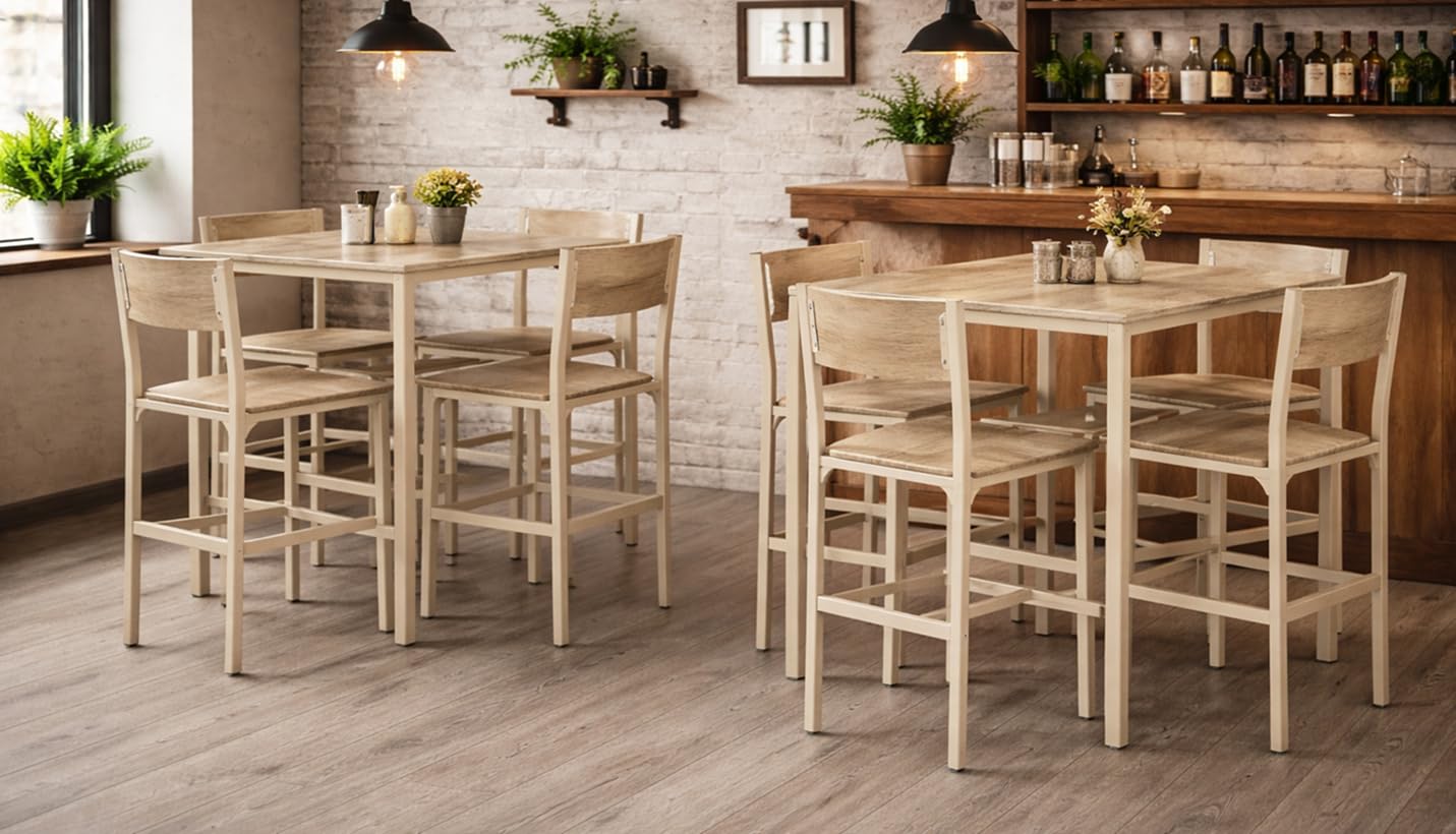 YELLOO Mod. PORTOFINO Set Mesa Bar con 4 sillas Beige Cocina Meubles