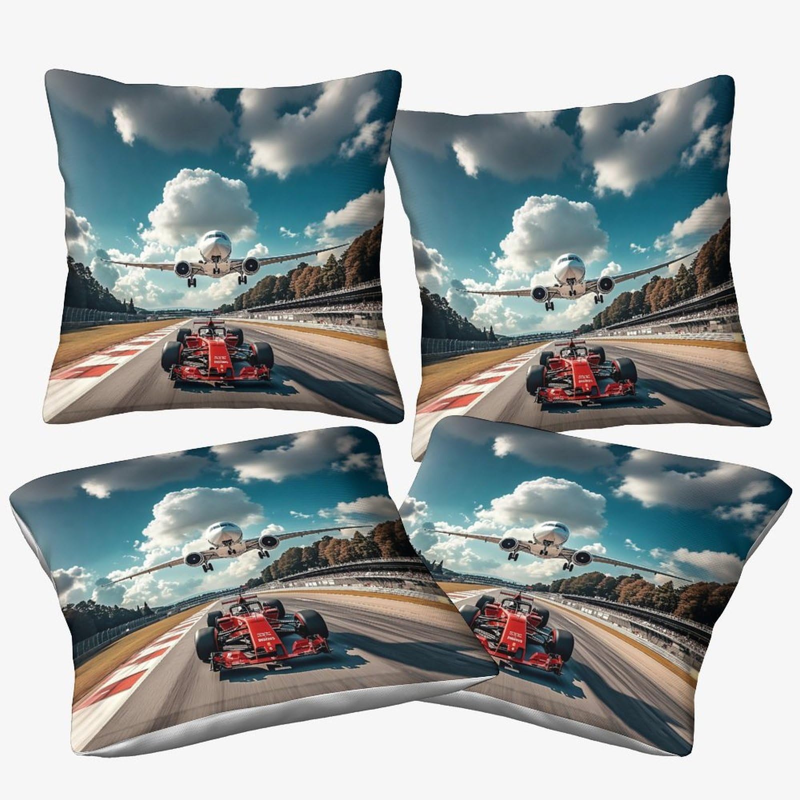 Dafufbw Formulaa Racing-12 Formulaa Racing Cushion Cover 3D Pattern, 40X40cm, 4Pcs Pillow Cover Racing Car Ornament Decor For Home Livingroom Couch Bed Sofa Decorate Throw Pillow Case Elephant Gift