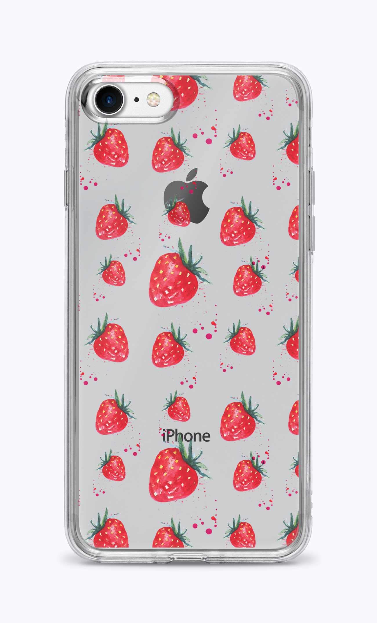 Stylizedd Case Compatible with Apple iPhone 7 Classic Clear Case Soft TPU Gel Thin Flexible Cover - Dripping Strawberries