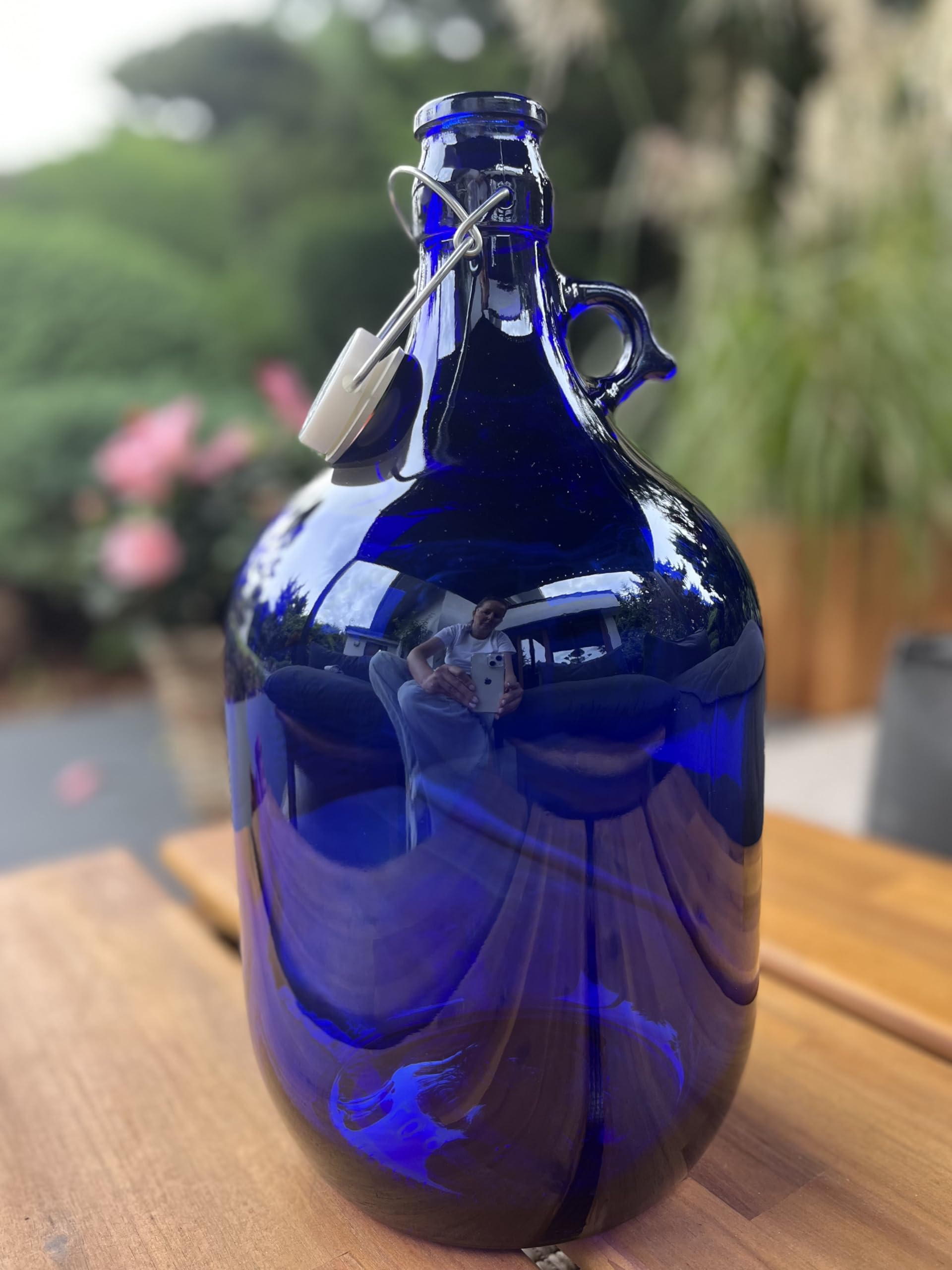 lilawelt24 4x 5L blaue Flasche mit Bügelverschluss Bügelflasche GLASBALLON Weinballon GÄRBALLON GLASFLASCHE Gallone Leer zum Befüllen blaue mit rundem Griff zur Aufbewahrung von Wasser(4x 5L)