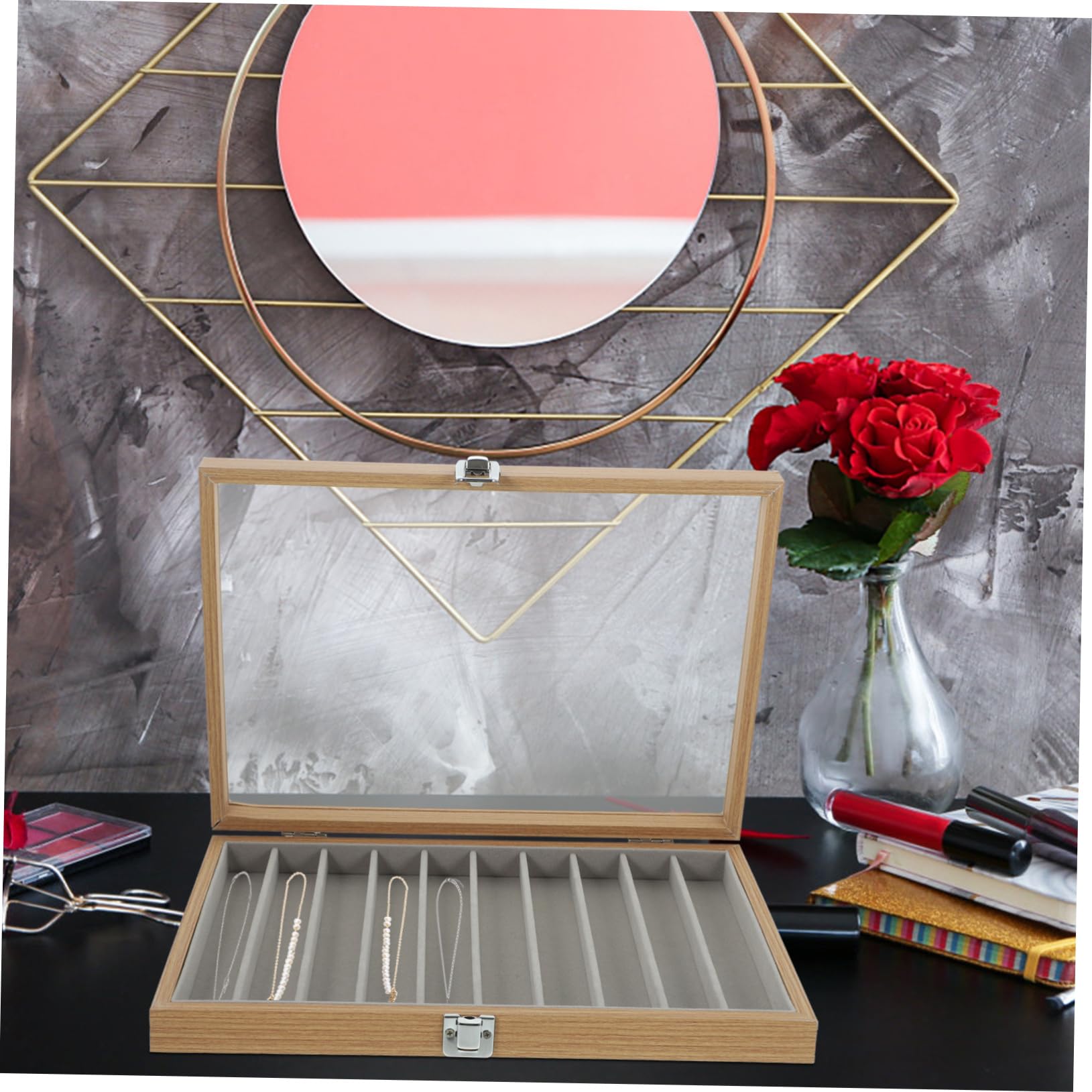 Alipis Caja de Almacenamiento de Joyas Transparente Tapa de Expositor de Collares y Pulseras Organizador para Anillos y Aretes para Joyas y Otras