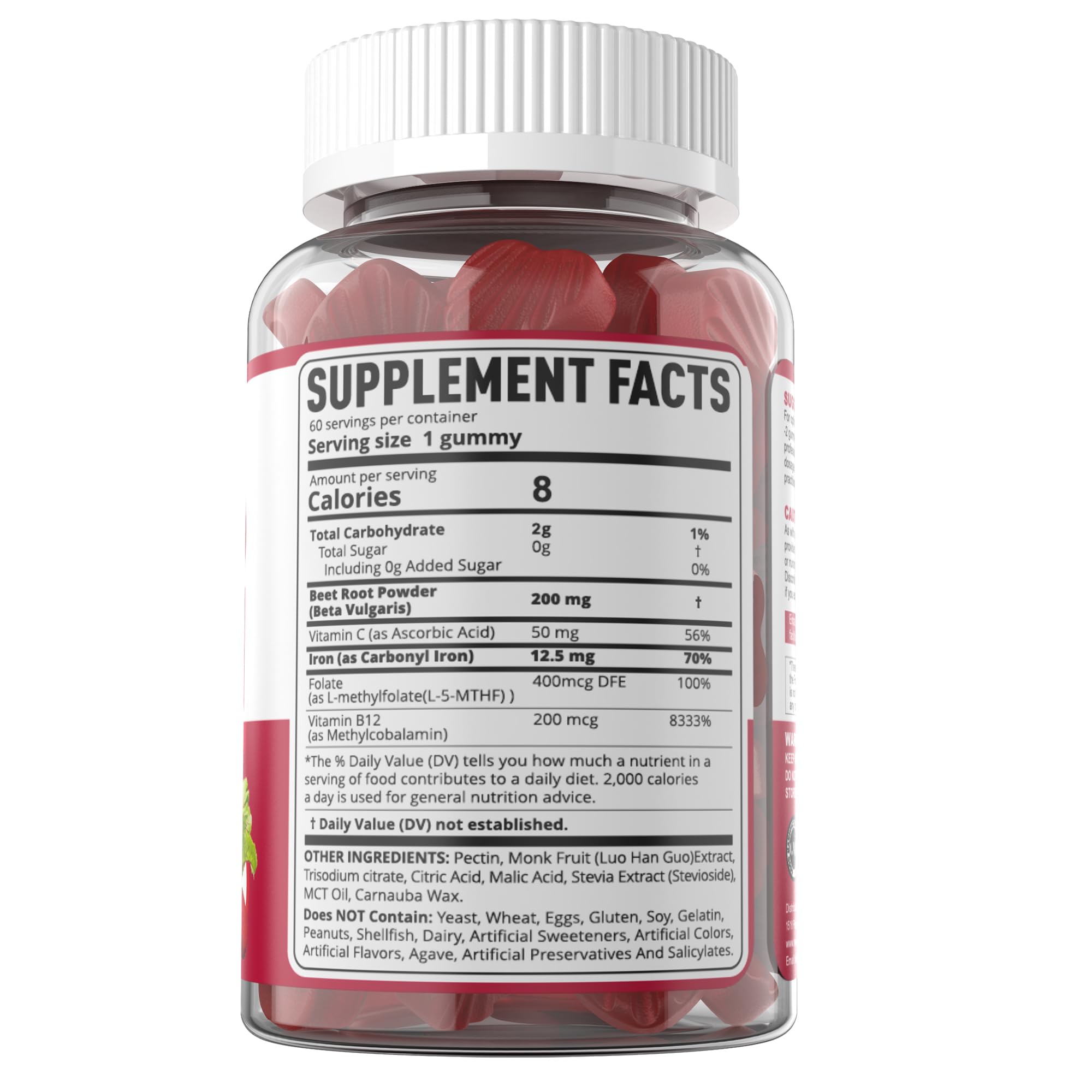 Beet Root Gummies with Iron, Increase Nitric Oxide & Iron Levels, Vegan — Amazon image 9
