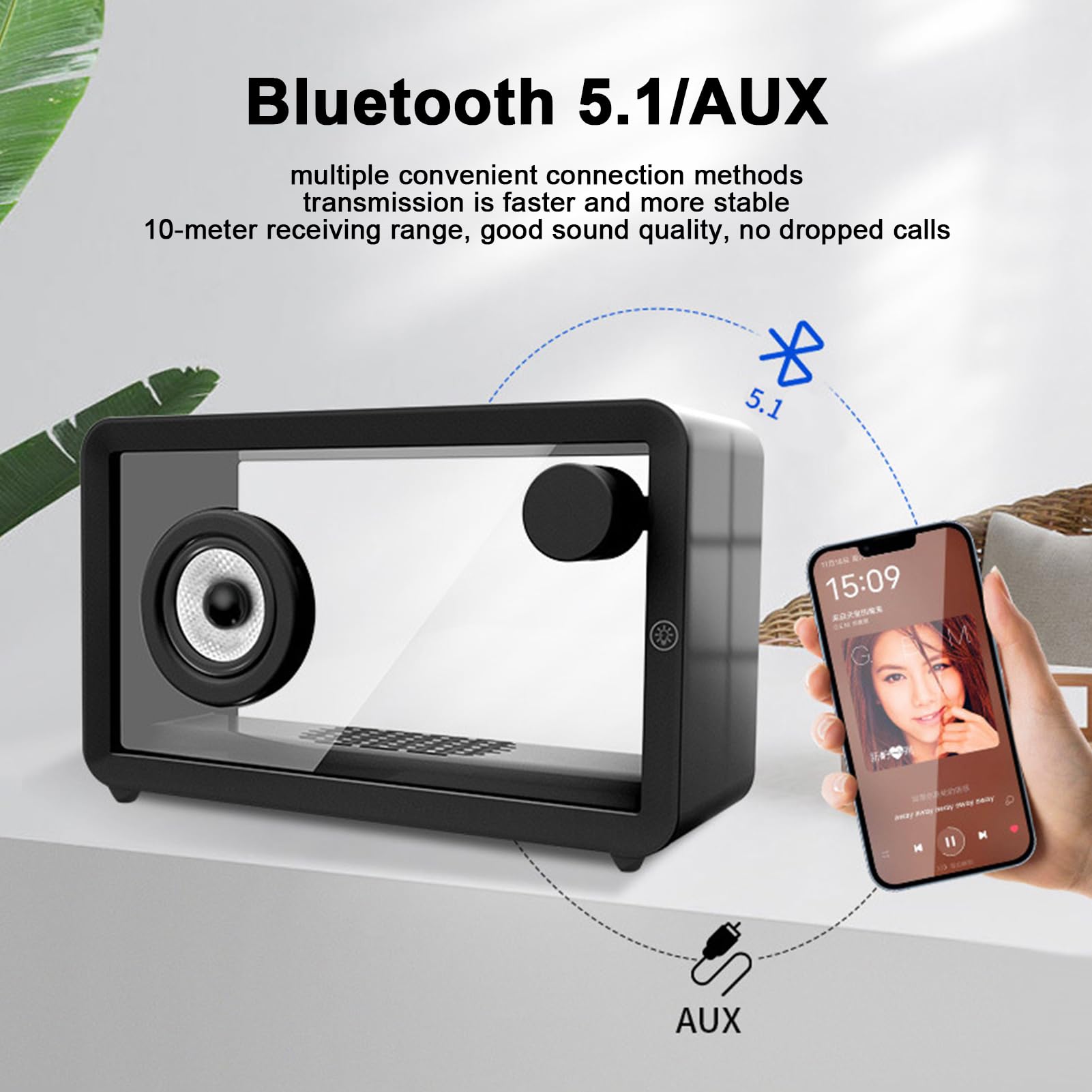 Altoparlante Bluetooth Portatile, Altoparlanti Wireless con Audio HD, Luce RGB Colorata con 5 modalità 7 Colori, Ricaricabile Tramite USB, Regali per Ragazze Adolescenti Black
