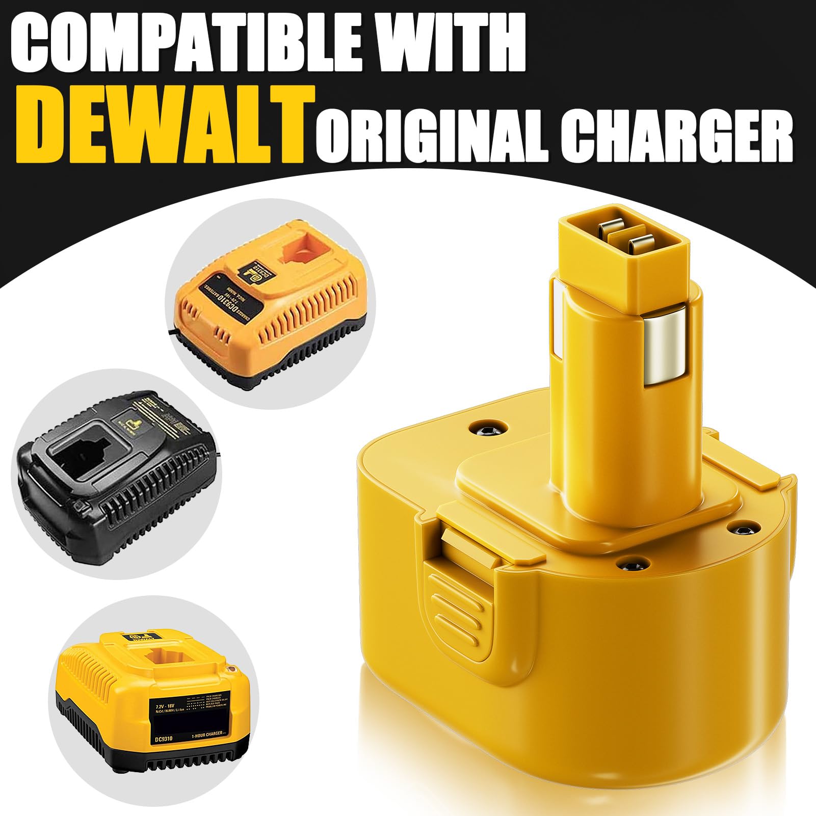 Green Shower Curtain 2-Pack 3.6Ah Replacement Battery For Dewalt 12V Tools  - Works With DW9072, DC9071 & More Dewalt Battery 12v