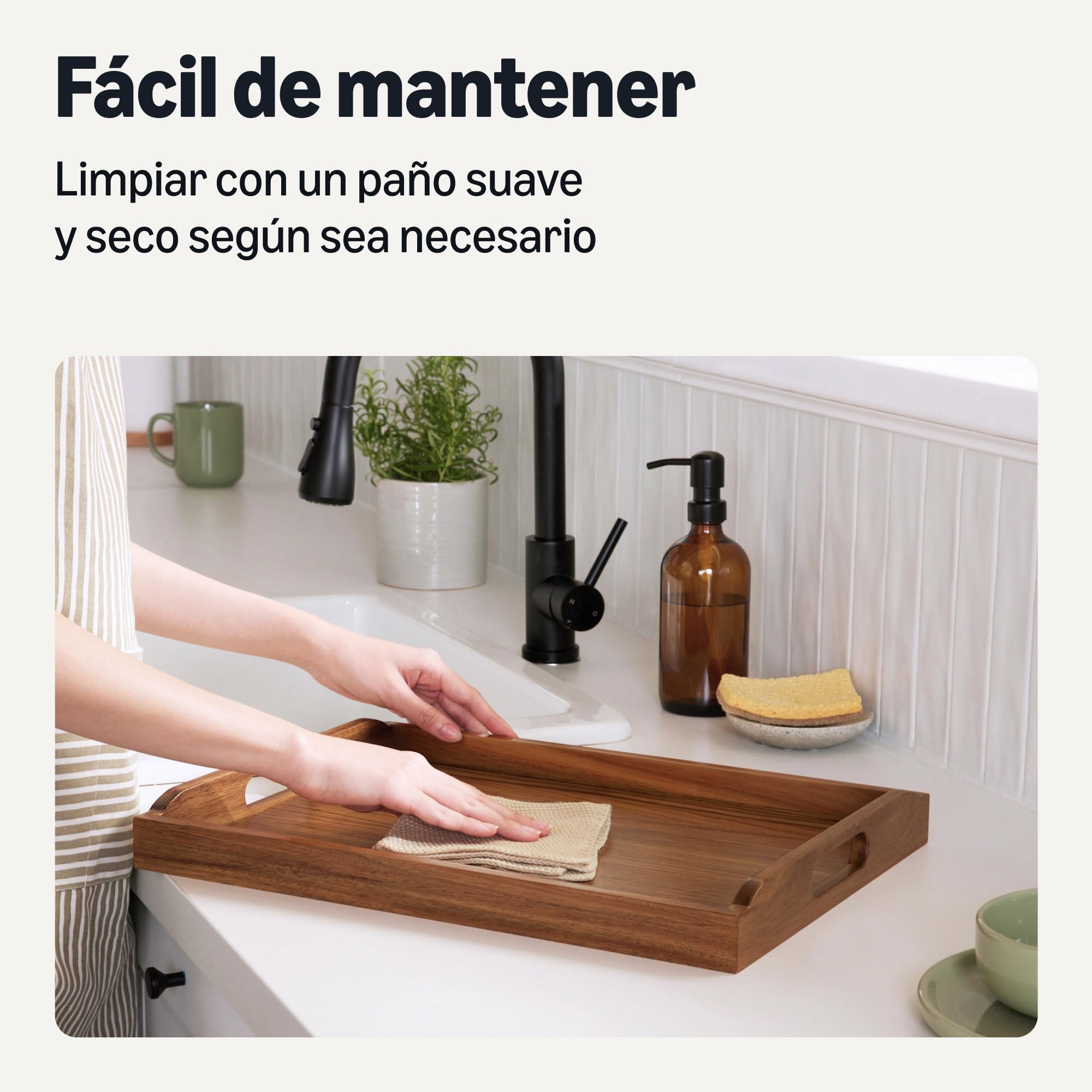 Amazon Basics Bandeja para Servir de Madera, Madera de Acacia, 43,2cm x 30,5cm