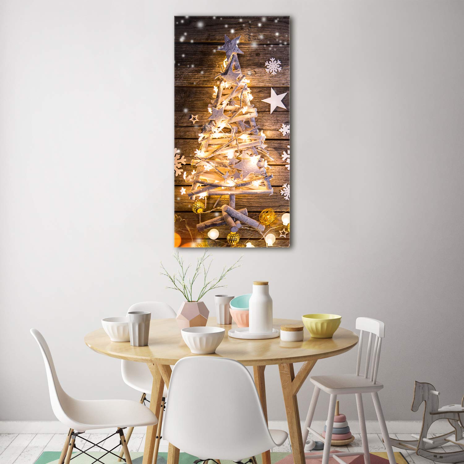 Tulup Acrylglas - 70x140cm - Bild Acrylglas Deko Wandbild Kunststoff/Acrylglas Bild - Dekorative Wand Küche & Wohnzimmer - Glänzender Weihnachtsbaum