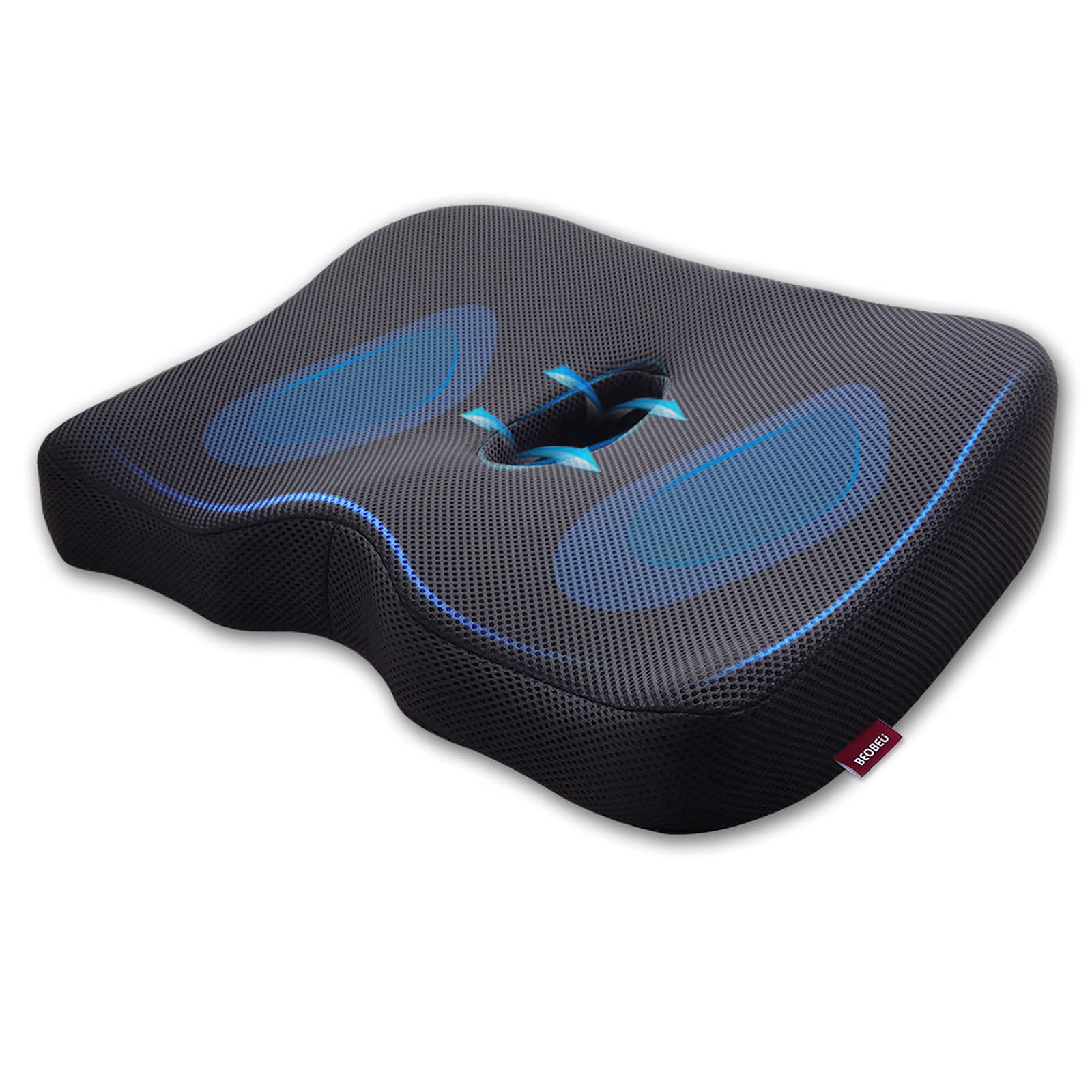 beobeu G2 Cojín de Memory Foam Asiento ergonómico Cojin ortopedico para coxis Silla Oficina para espalderas sillas Cojines de Asiento de Coche Cojines, Silla de Rueda (45x40cm Blando).