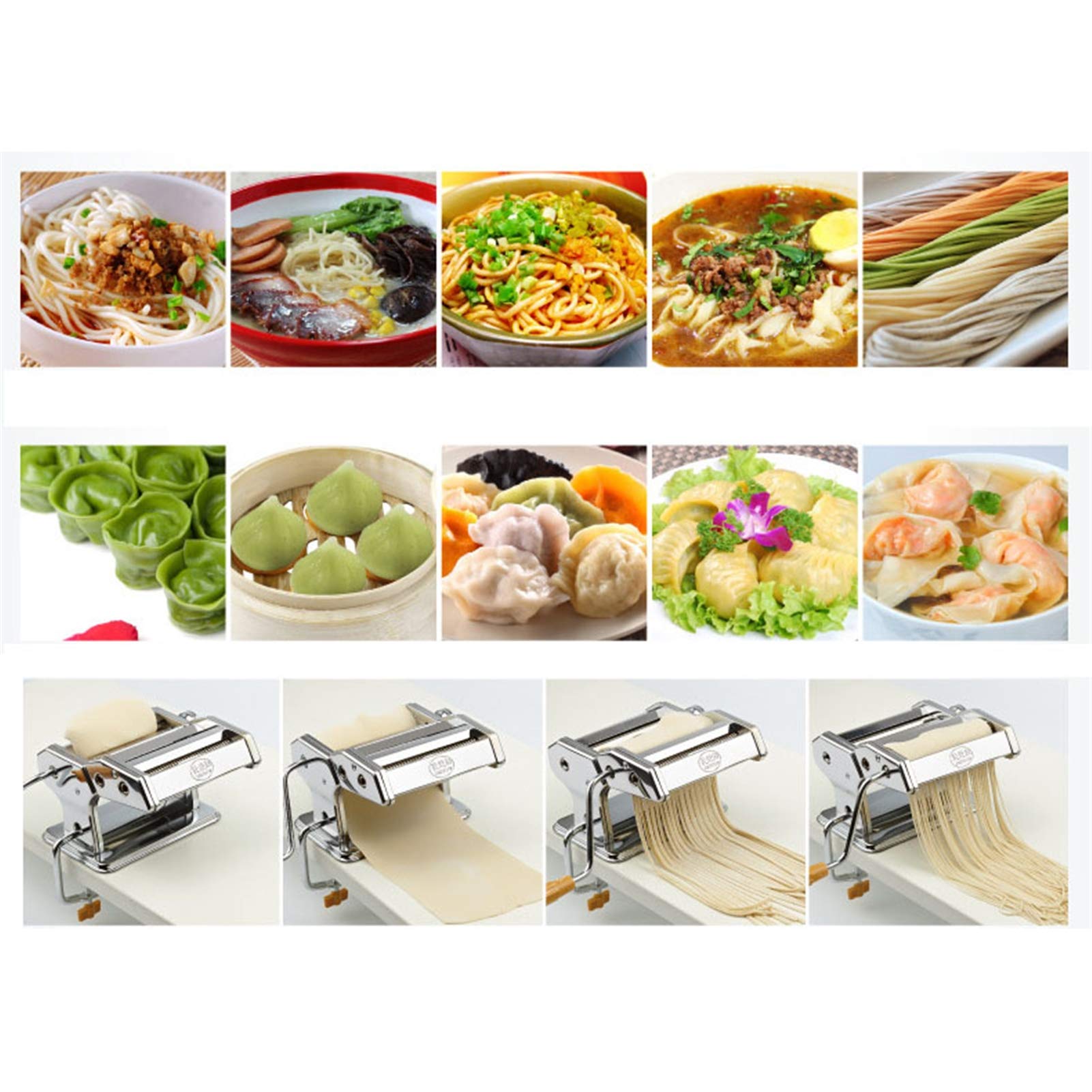 Nudelmaschine für frische Pasta, Lasagne, Spaghetti und Tagliatelle, 6 einstellbare Stärkeeinstellungen