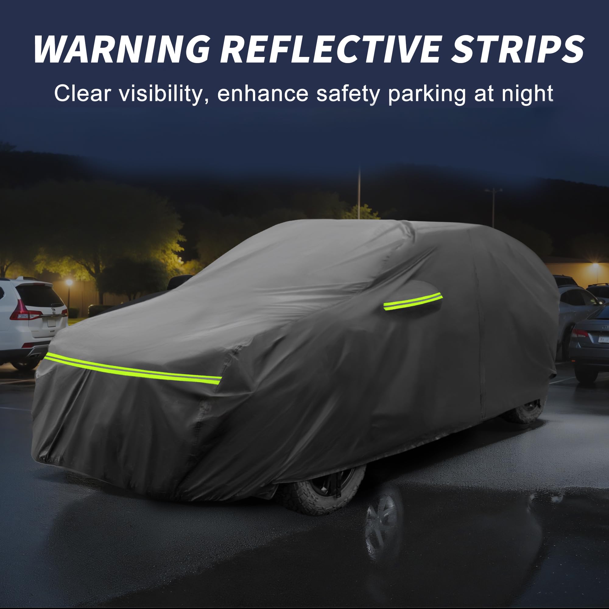 A ABSOPRO Housse Voiture pour Dacia Sandero 2008-2021 210D-Pu Housse Voiture Extérieure Complète Toutes Saisons Imperméable Coupe-Vent Protection Solaire Fermeture Éclair Conducteur Noir