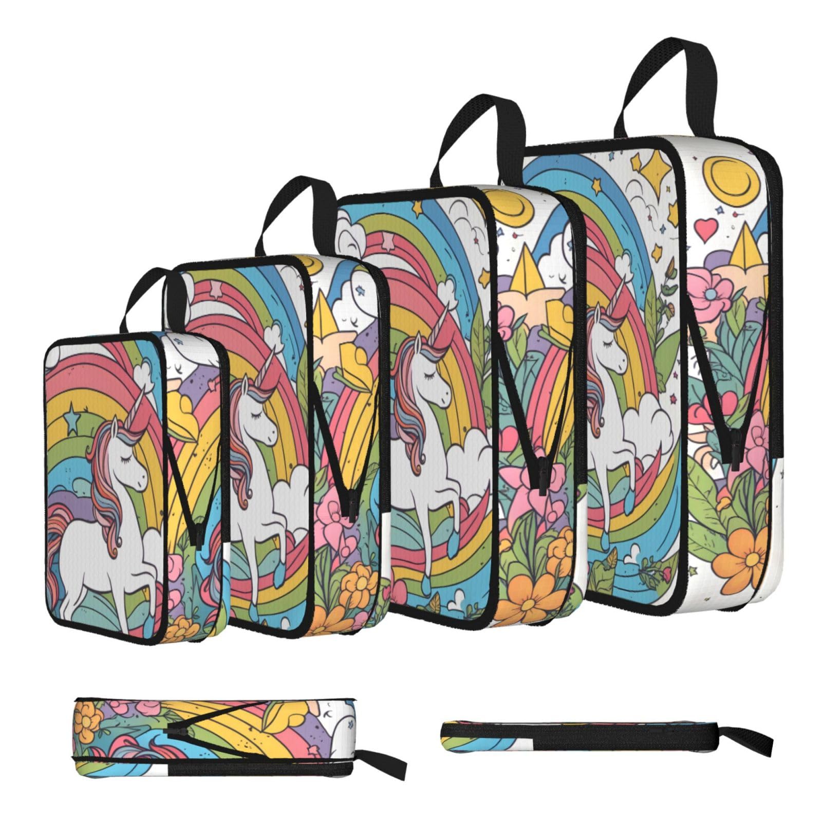 Pretty rainbows and unicorns Compression Packing Cubes 4 Piece Set