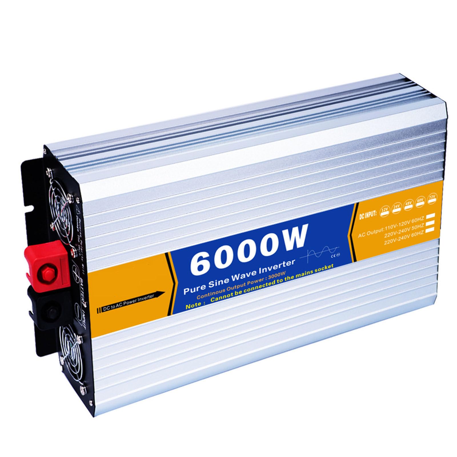 Inversor de Onda sinusoidal Pura de Alta eficiencia, con Pantalla LED y Tomas de AC,de 3000 W/4000 W/5000 W/6000 W/8000 W de Potencia máxima, para Casas, campings y caravanas. 6000w-12v
