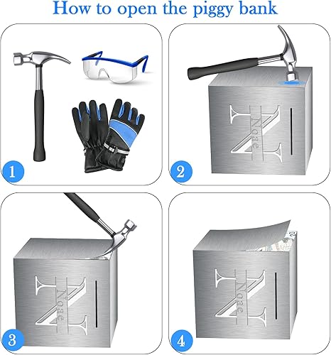 Miniatura 6 de Sinseike Alcancía personalizada hecha de acero inoxidable personalizada no se puede sacar a la alcancía personalizada