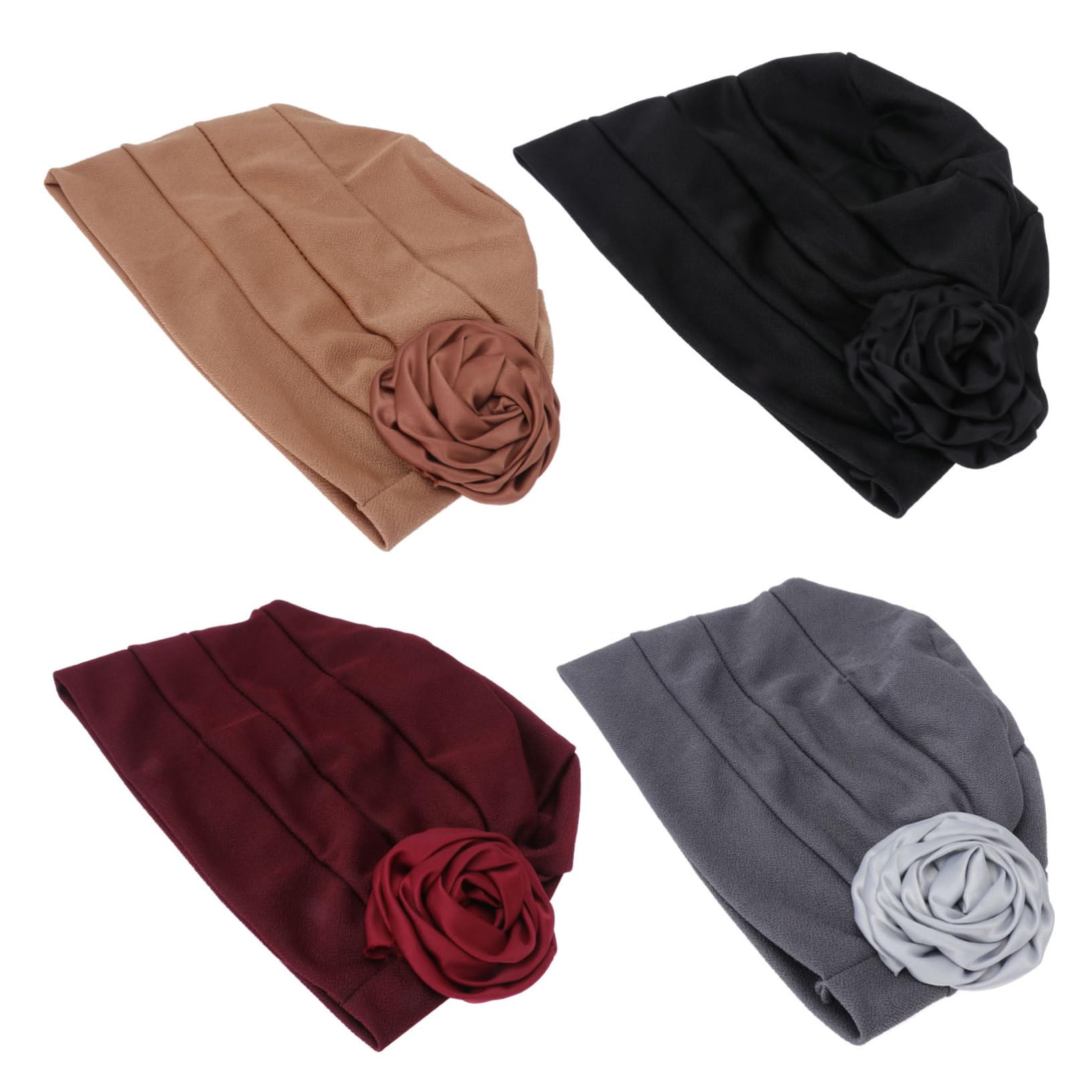 Didiseaon Flower Decor Women's Headscarf Hat Stretch Wrap Cap Chemotherapy Hat Vintage Style for Hair