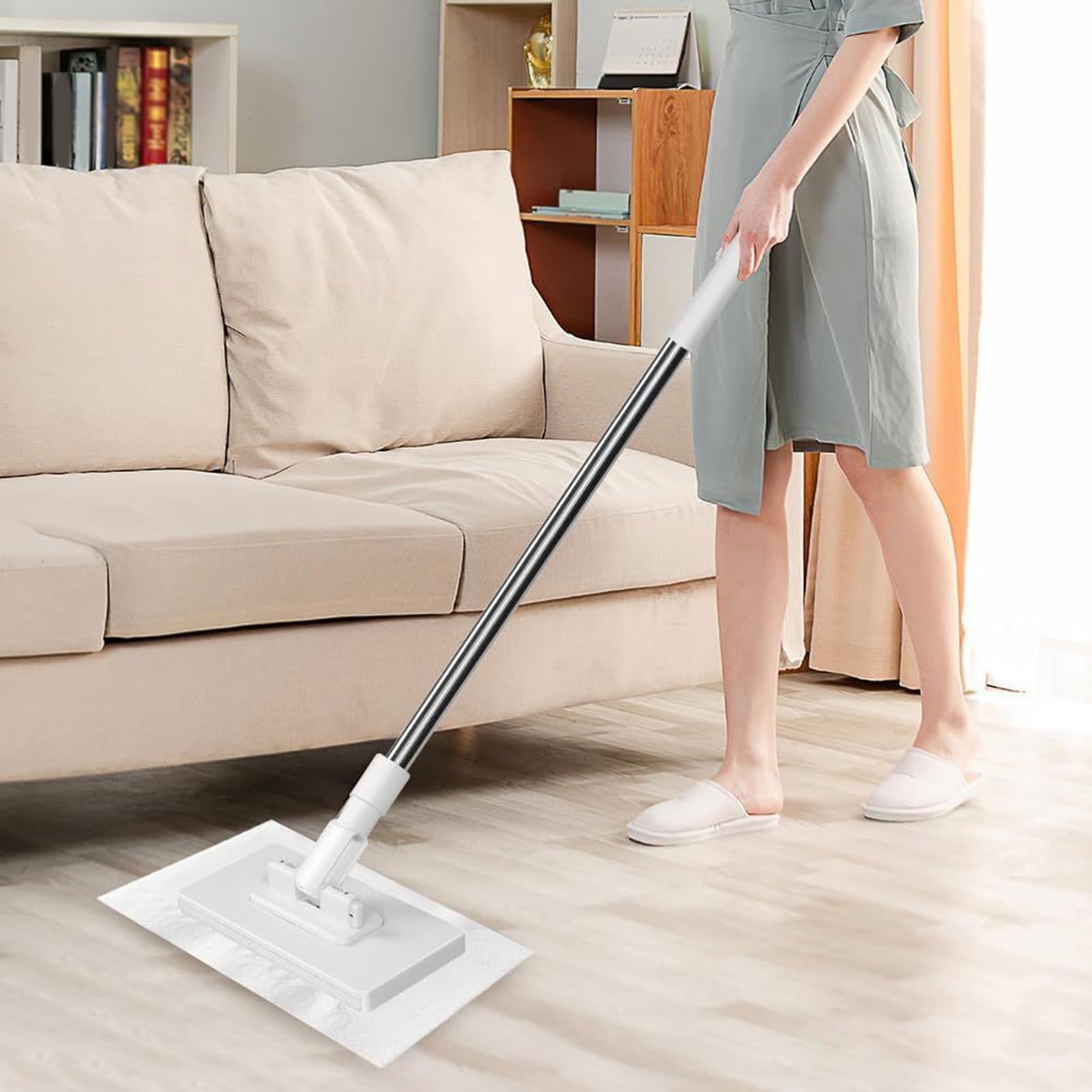 Dust Mops - Kit Di MOP Domestica | NO MOP Di Asciugamani Con 4 Panni Riutilizzabili | Strumento Più Detergente Multiuso Per Laminato Per Piastrelle In Legno | Attrezzatura Per La Rimozione Della