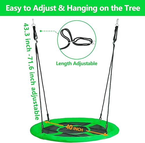 Miniatura 6 de SUPER DEAL Juego de columpio de árbol de platillo verde de 40 pulgadas para niños y adultos capacidad de peso de 800 libras impermeable tela de