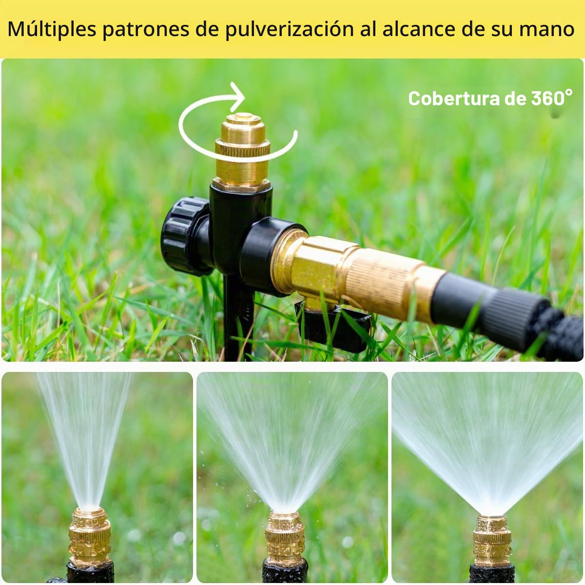FANHAO Aspersor de Metal para césped, Paquete de 2 aspersores automáticos de Agua de jardín en Base de Pico, Boquilla de rociador de latón Ajustable de 360 Grados, Cobertura de área Grande para