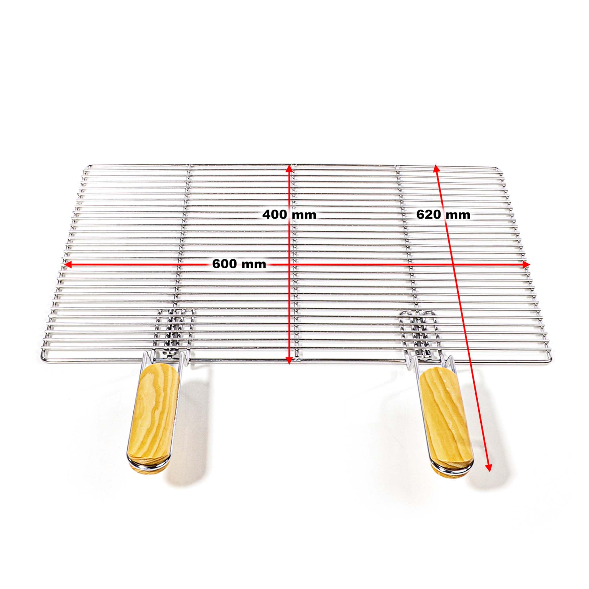 Wiltec Grille BBQ Carrée 60x40cm Acier inoxydable avec Poignée Barbecue Charbon de bois/à gaz Boule Grillade Cuisson Terrasse Jardin Plancha Viande Légumes