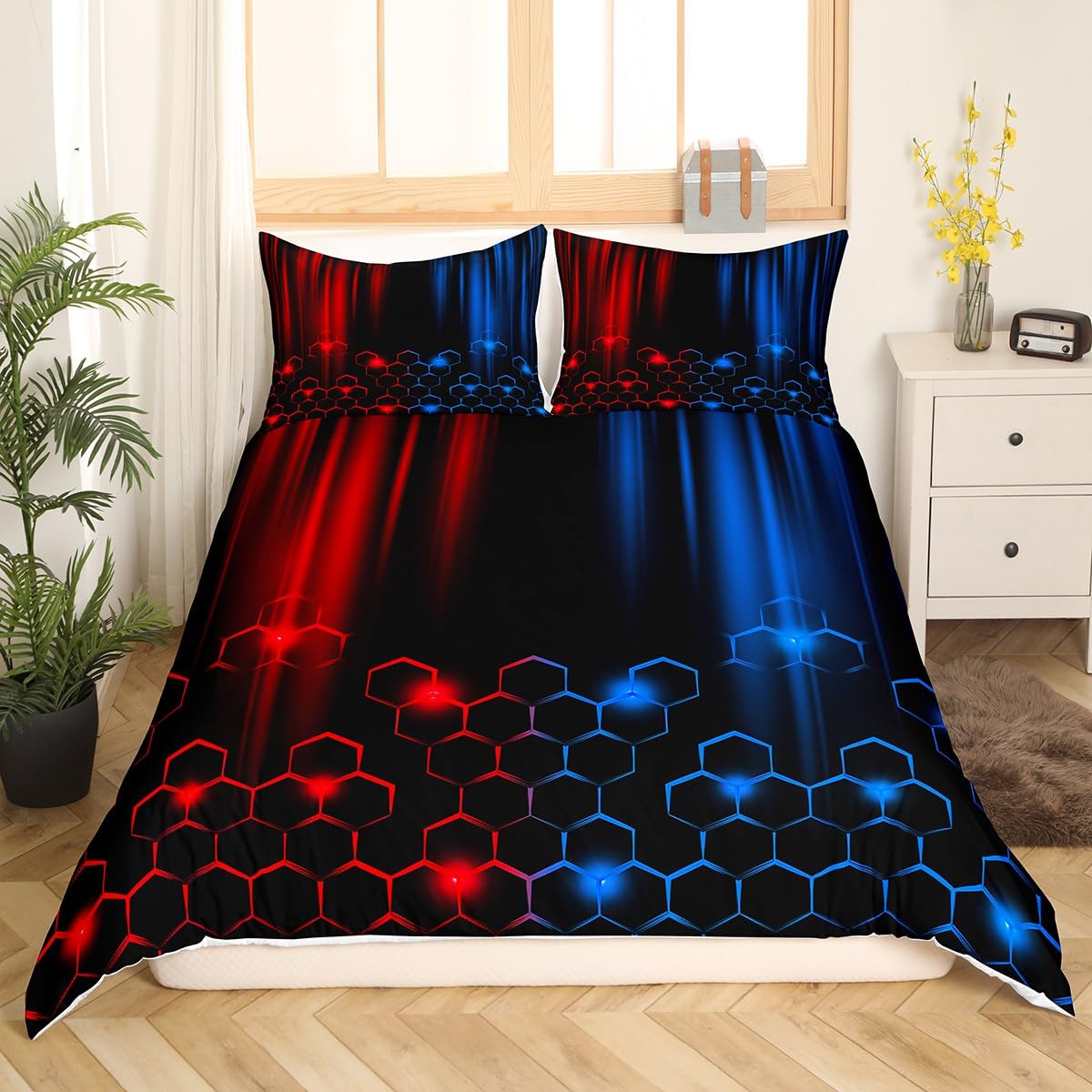 Red and Blue Duvet Cover Set Single Size - Image 3