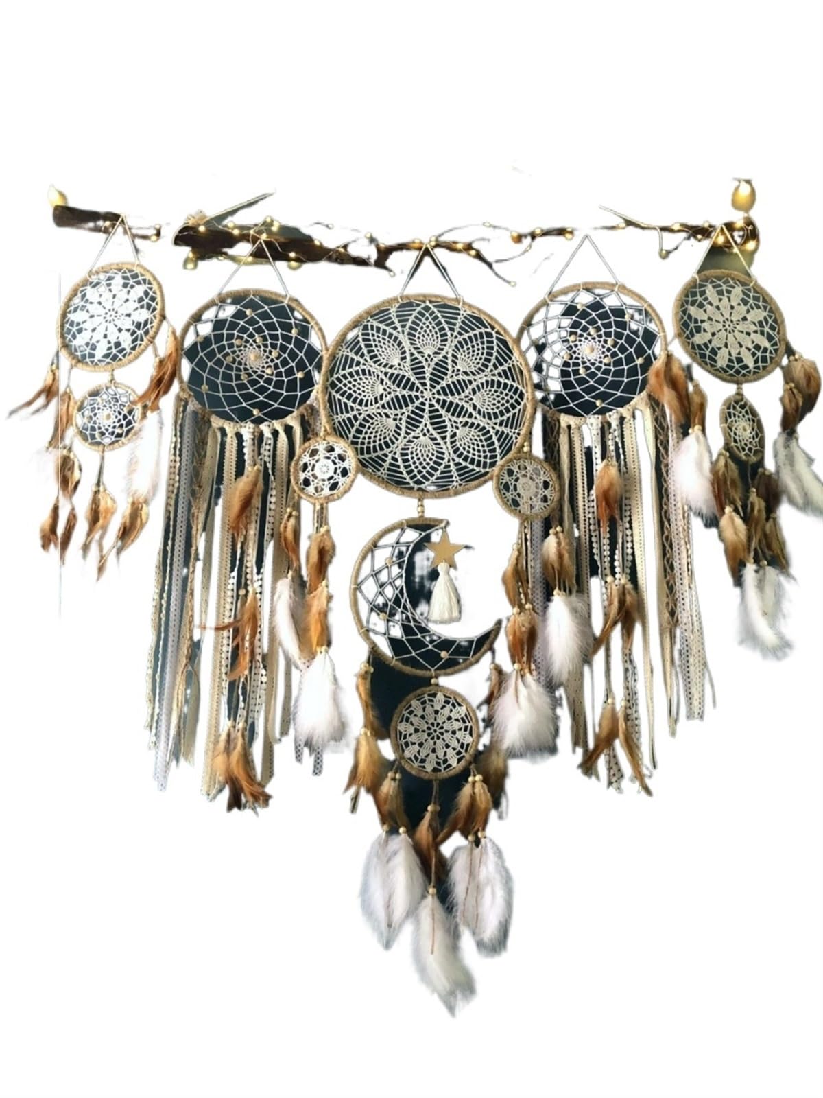 Dream Catchers Handmade Feather Pendant, Dream Catcher Wind Chime, Indoor Tassel, Wall Hanging, Wedding Decoration, Room Decor(MA)