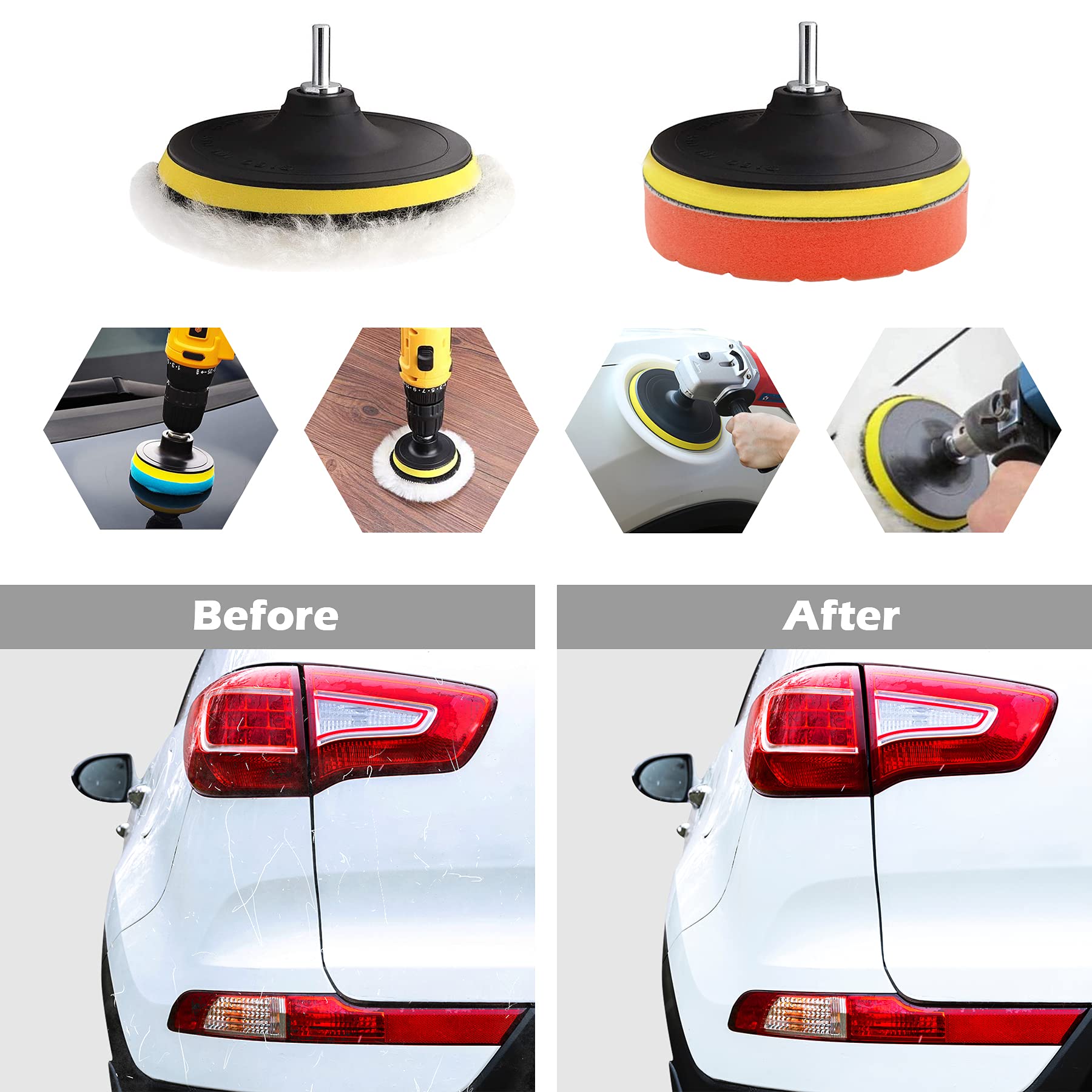 7 Pz Spugna Buff Buff Lucidatura Pad Kit, Keenso 17,8 Cm Schiuma - Foto 2