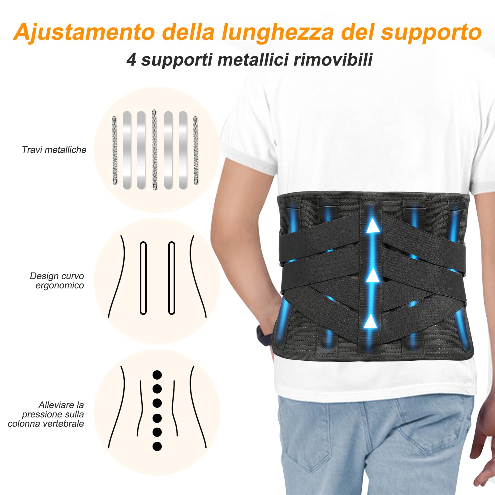 Almohadilla térmica inalámbrica para espalda, cinturón de apoyo lumbar calentado para mujeres y hombres, soporte lumbar para ciática, escoliosis, hernia discal, L