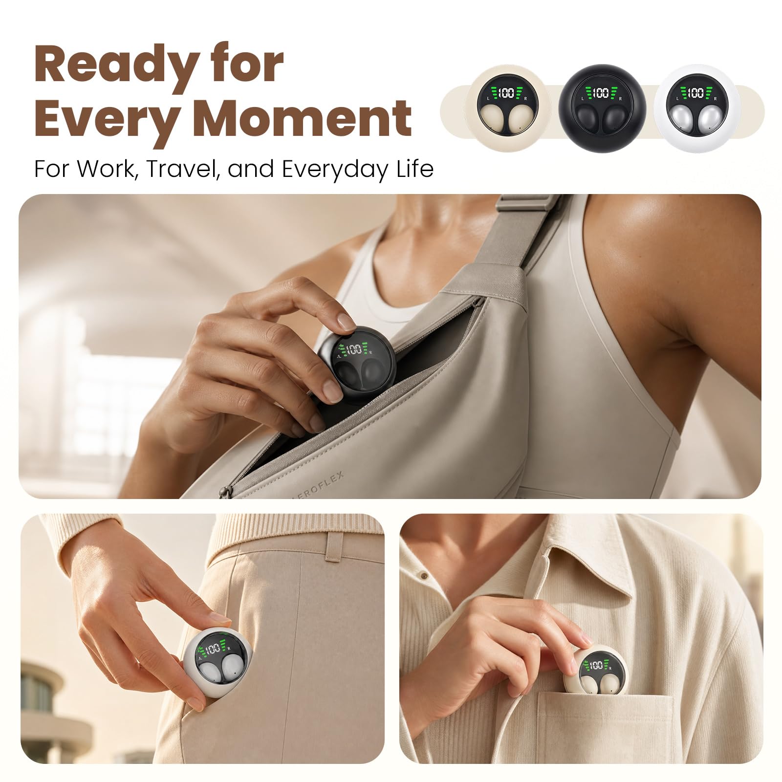 Xmenha Auriculares pequeños invisibles inalámbricos, Bluetooth, más pequeños, discretos, pequeños, ocultos para el trabajo, microperfil bajo, para dormir, auriculares invisibles para orejas pequeñas