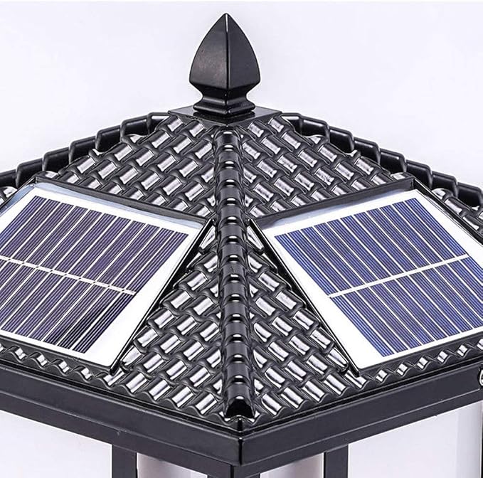 RHYDM Solar Garden Light Buiten Waterdicht Vierkant Chinese Stijl Villa Landschap Licht Deur Hek Wandlamp Post Lamp Energiebesparende Decoratie Verlichting Veranda Patio Post Koplamp photo 2
