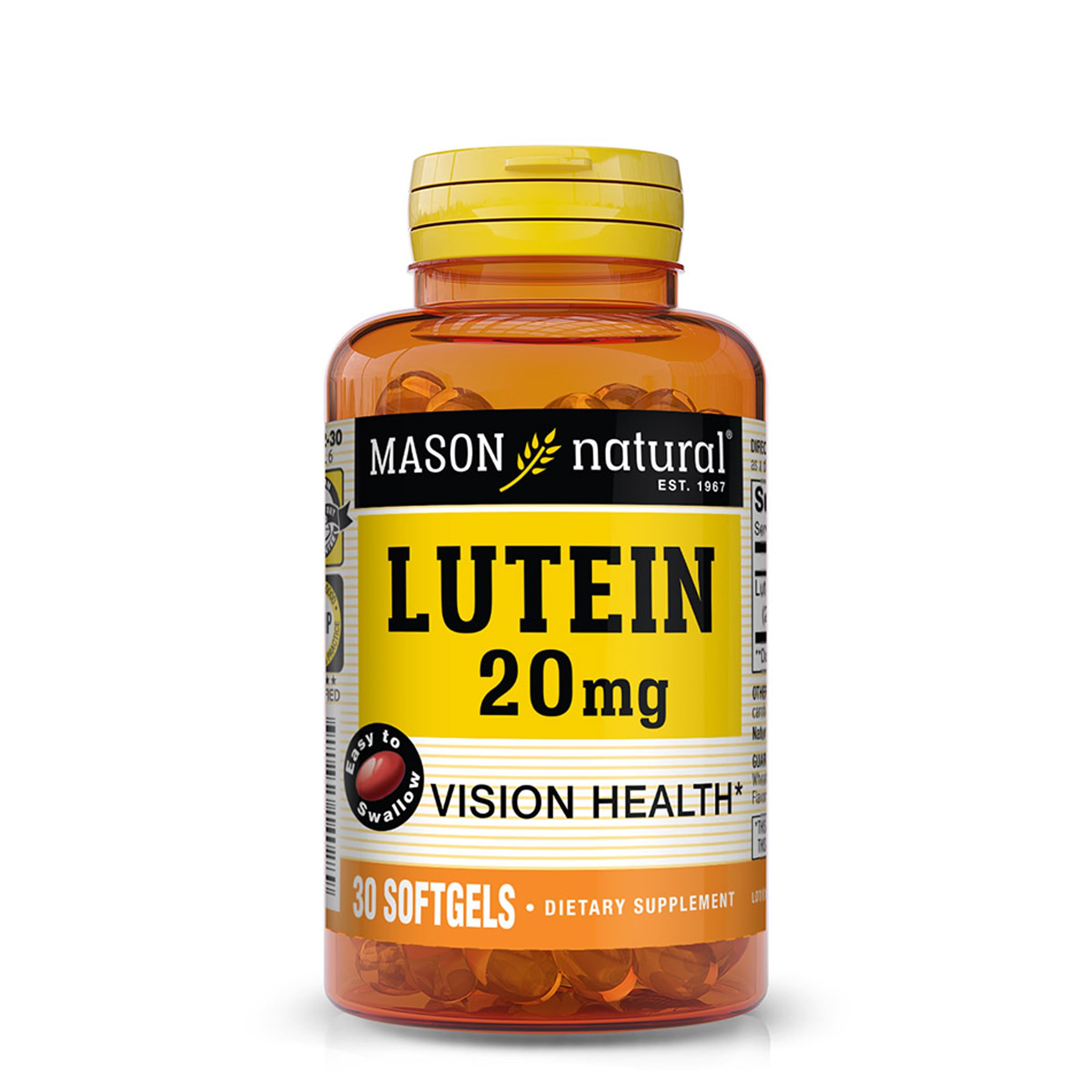 MASON NATURAL Lutein 20 mg with Vitamin E - Healthy Vision and Eye Function, Supports Eye Health, 30 Softgels