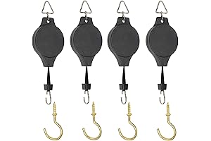Upgraded 4 Pack Plant Hanger Pulley,Ceiling Hooks & 600lb Capacity Retractable Plant...