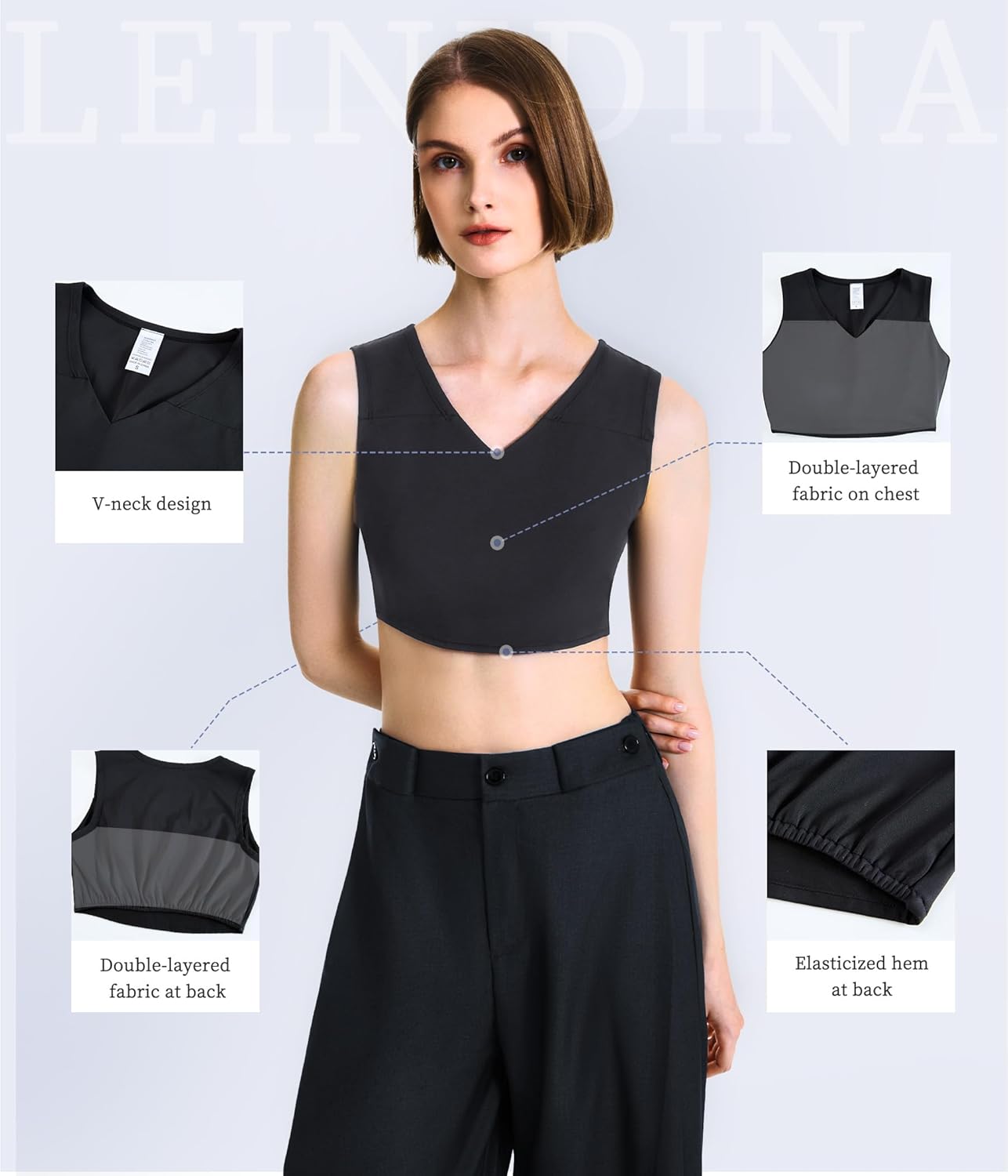 LEINIDINA Chest Binder for Transgender FTM LGBT Elastic Band V Neck Binder Bras for Women Tomboy Tank Top - Image 4