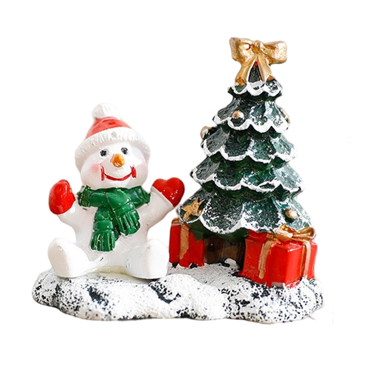 YWLUUOO Snowman/Deer/Santa Christmas Decoration Resin Holiday Scene Display Statue Party Desktop Accent Handcrafted Resin Christmas Village