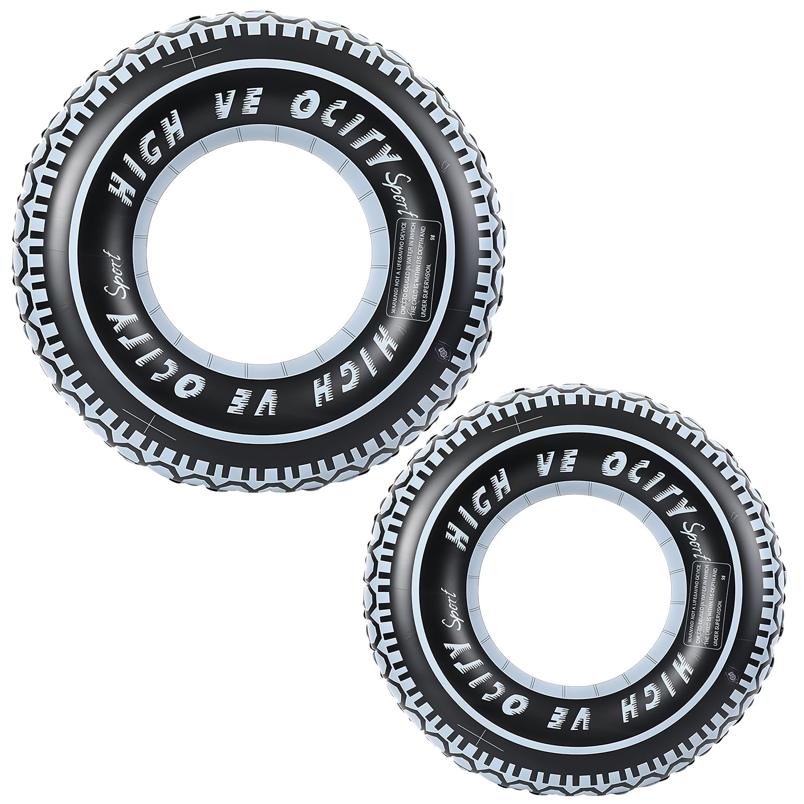 2 Pack Tyre Inflatable Swim Rings 70 cm and 90 cm, PVC Pool Floats for Kids and Adults, Racing Wheel Swimming Rings for Pool, Beach and Summer Water Fun — image 1