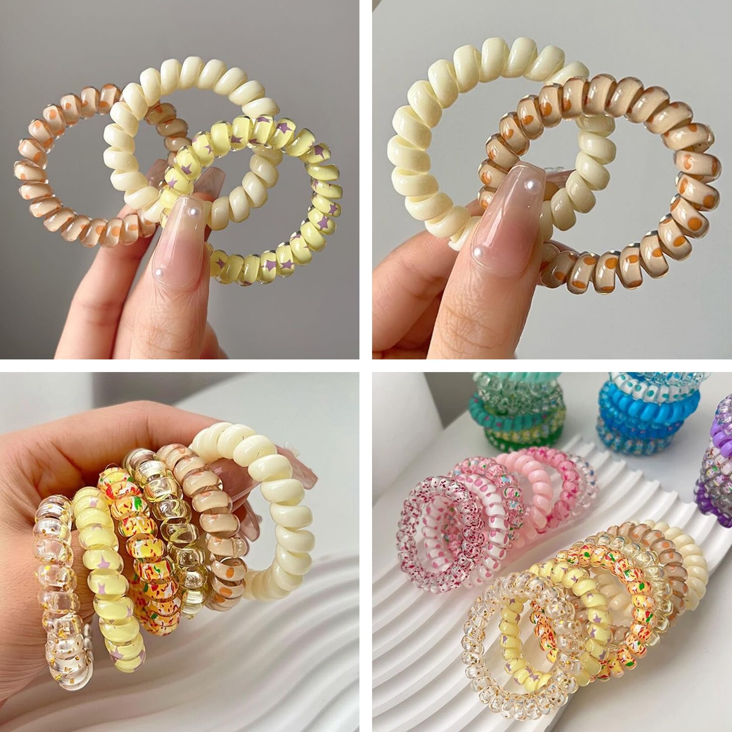 Amazon | Getrays 6個 スパイラルヘアゴム、マルチスタイル 跡がつか