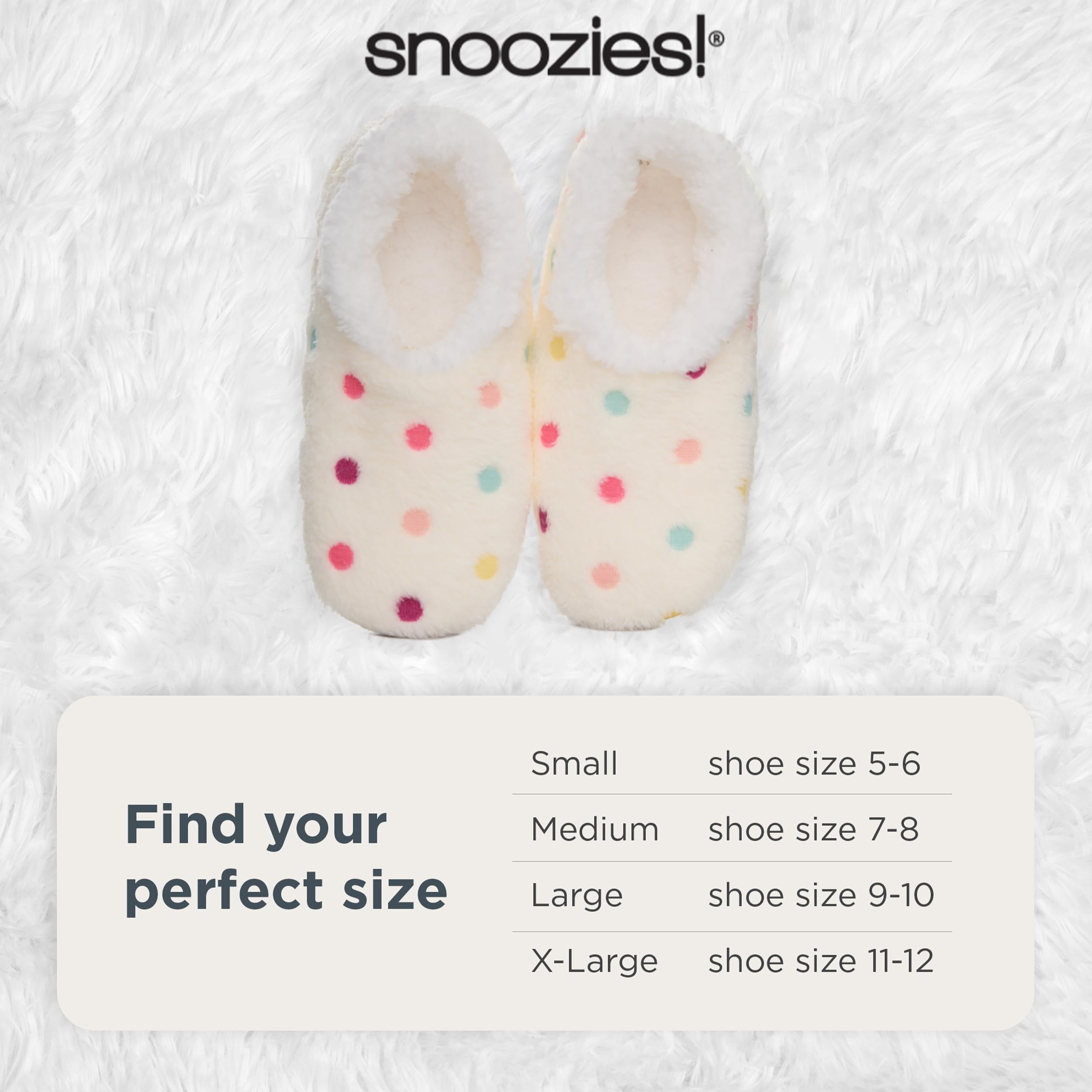 Snoozies Women's Lotsa Dots Cozy Sherpa Slipper Socks |White | Large