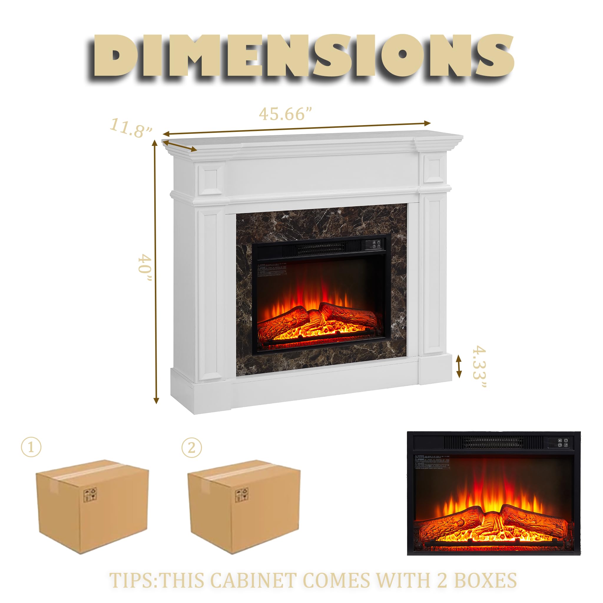 Electric Fireplace with Mantel, 46