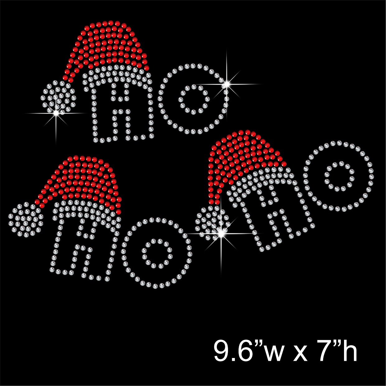 TShirt Showroom Christmas HO HO HO Hotfix Rhinestone Diamante Iron on Transfer Motif Applique