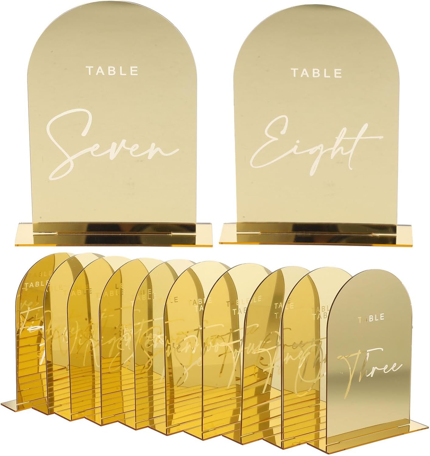 Zerodeko Elegant Gold Acrylic Table Number Signs 10pcs Wedding Decor Bar Signage Place Cards for Seating Safe Material for Special Events