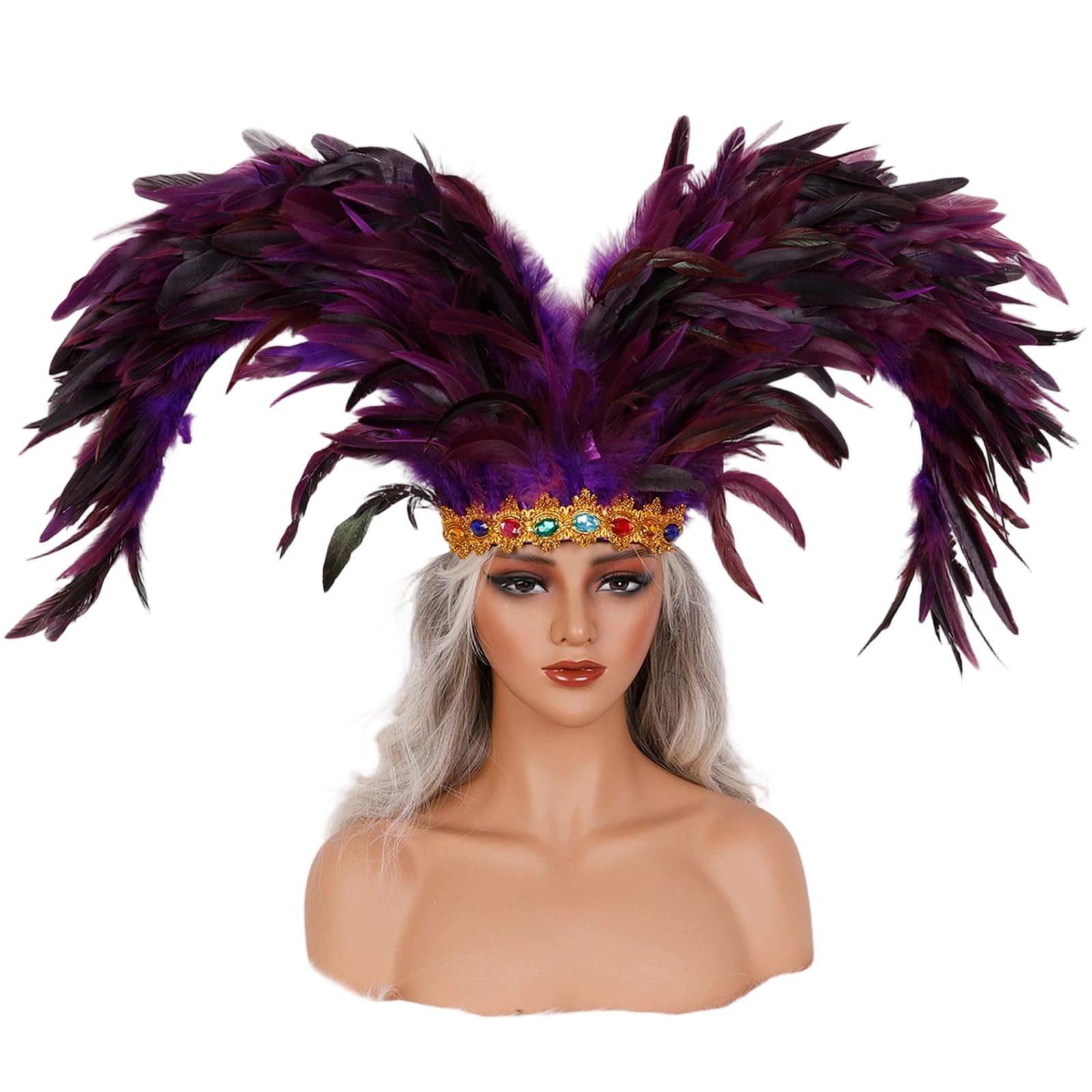 sodeber Decorative Feathered Headpiece Crowns Headdress Carnivals Headwear Mardis Gras Accessory20s Flapper Headband Carnivals Headdress for Women