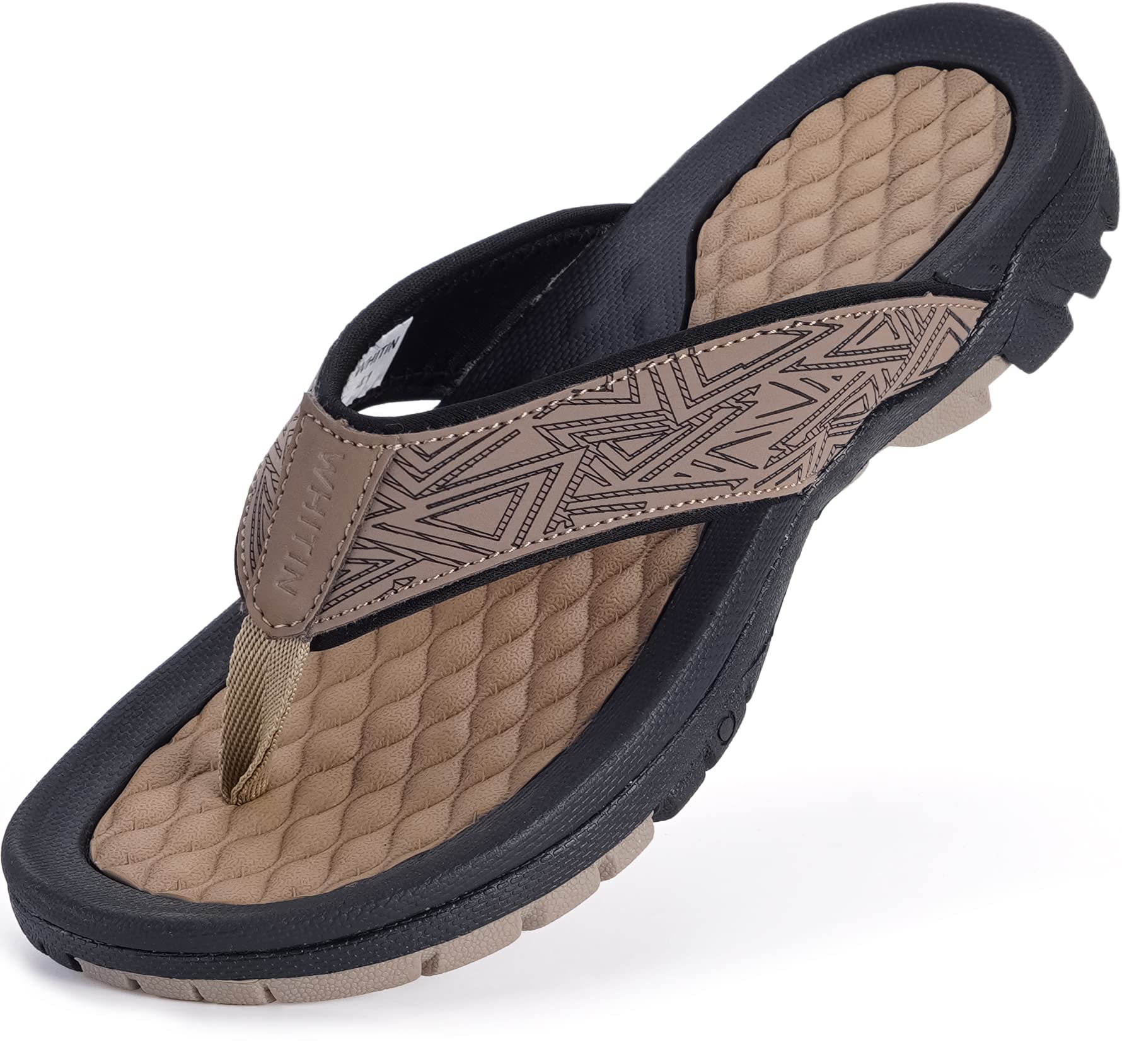 WHITIN Men's Arch Support Flip Flops Cushion Footbed SlipResistant