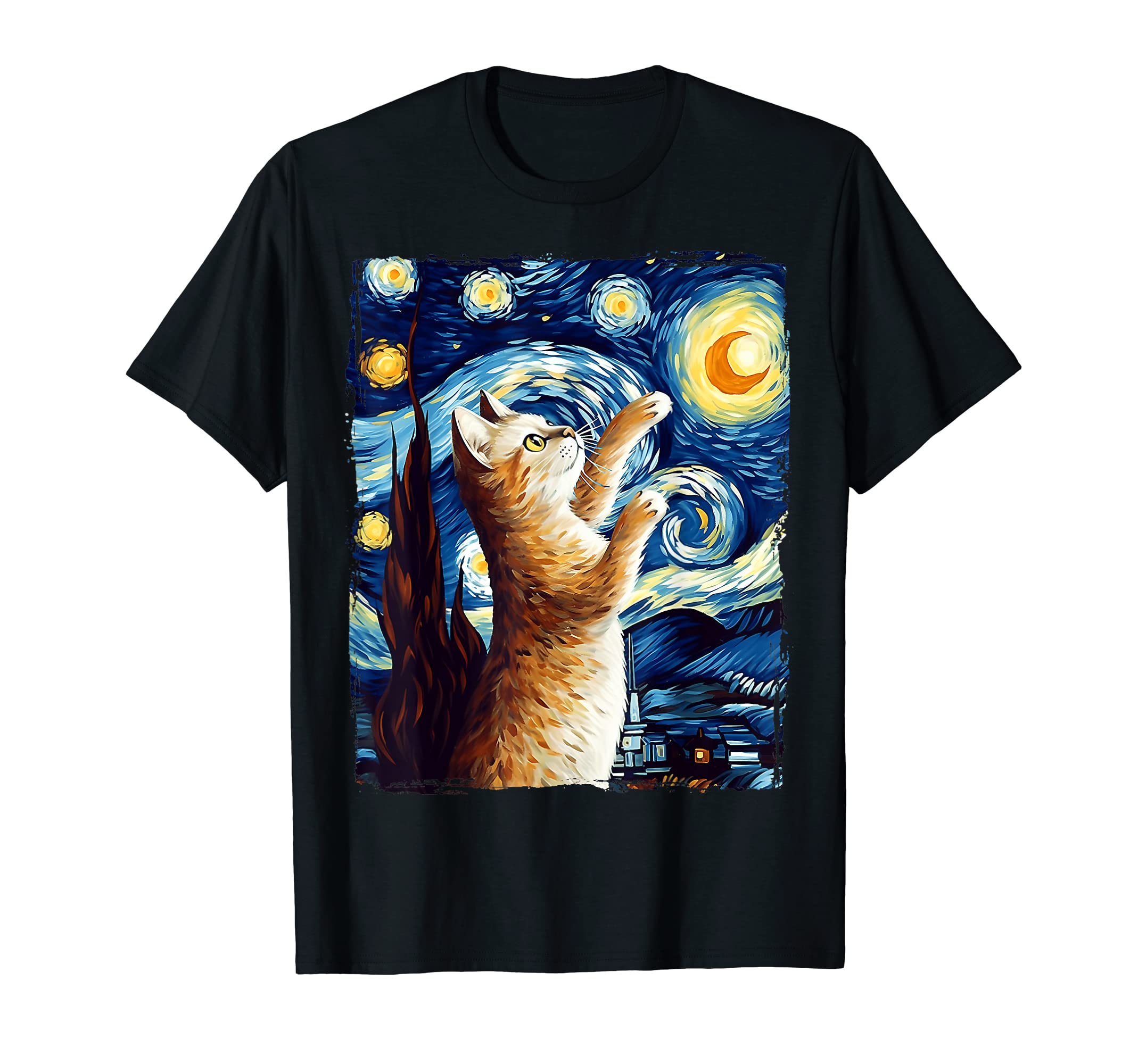 CaterpillarCat Starry Night Shirt - Cat Van Gogh Shirt - Cat Art Lover T-Shirt