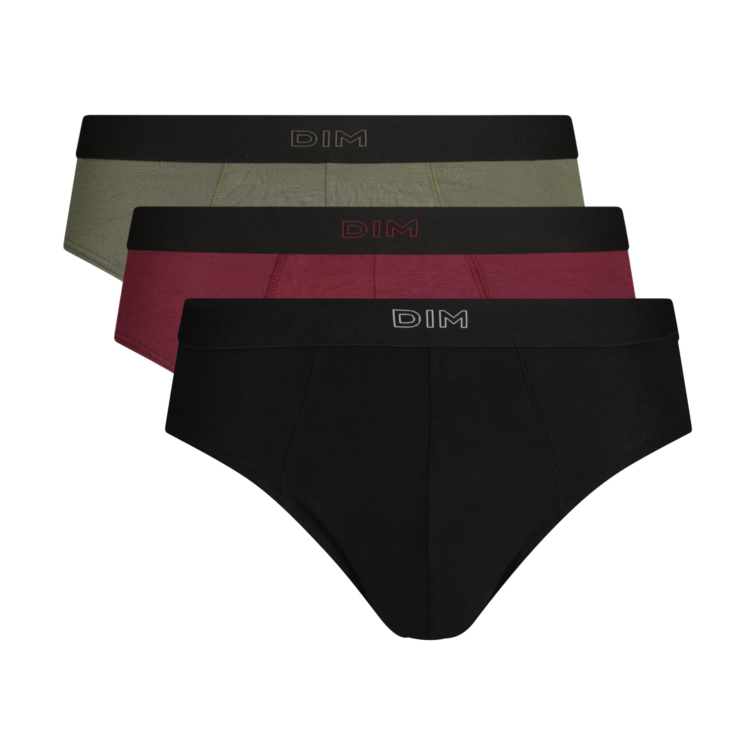 DIM Homme - Slip Pur Confort x3 | Coton Stretch | Maintien Quotidien | Ceinture Contrastée | Confort Moderne et Respirant