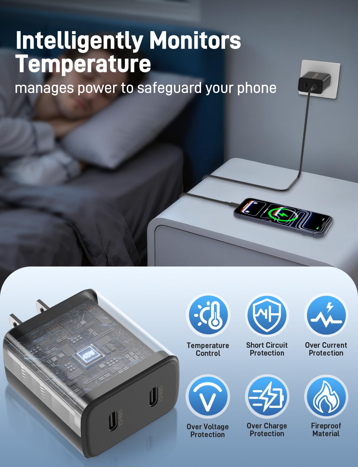 Super Fast Samsung Charger Type C, 2Pack Dual Port USB C Fast Charger Block with Long 60W 3/6/10/10FT USB C to C Cable for Samsung Galaxy S25/S25 Ultra/S25+/S24 Ultra /S24/S24+/S26/S23/iPhone 17 - 5