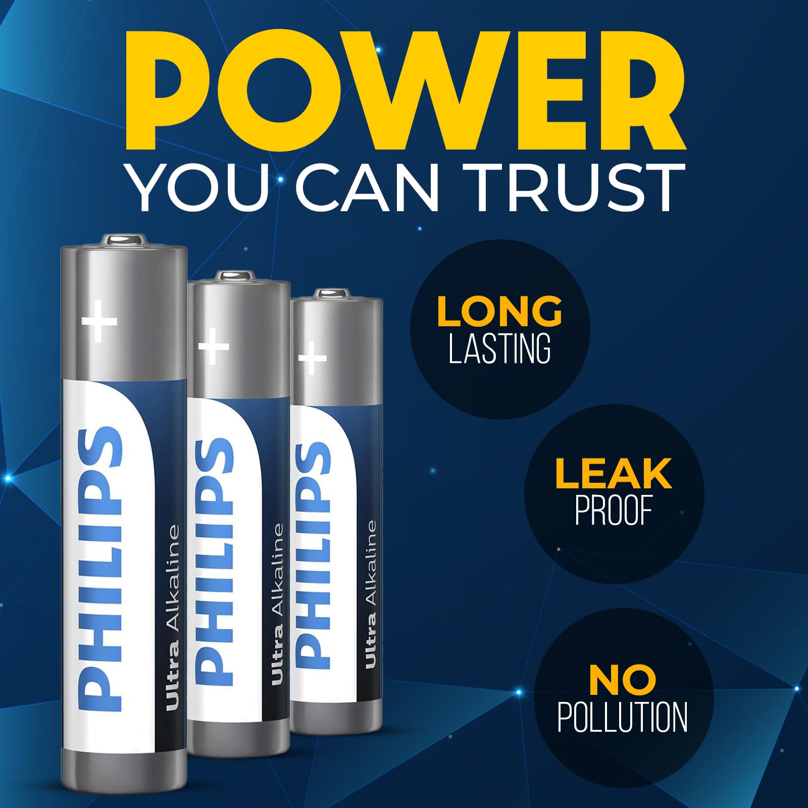 PHILIPS Lot de 96 piles AAA ultra alcalines de 1,5 V - Triple AAA - Durée de vie de 10 ans - Batterie AAA longue durée - 129 % de puissance en plus - Performance supérieure - Anti-fuite.