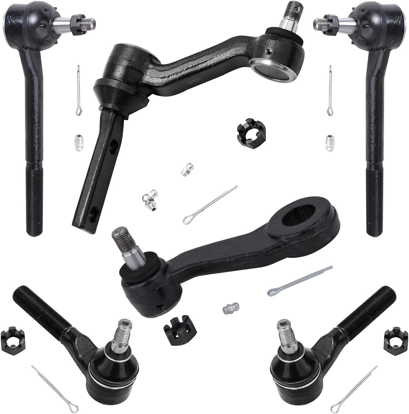 Detroit Axle - 4WD Front Tie Rods Kit for Chevy Blazer S10 GMC Jimmy Sonoma Isuzu Hombre Olds Bravada, 4 Inner & Outer Tie Rods, Pitman & Idler Arms Replacement