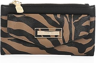 محفظة من ديجافو مصنوعة من الجلد للنساء، بتصميم كاجوال متعدد الألوان، مع حجرات متعددة ونظام إغلاق مزدوج