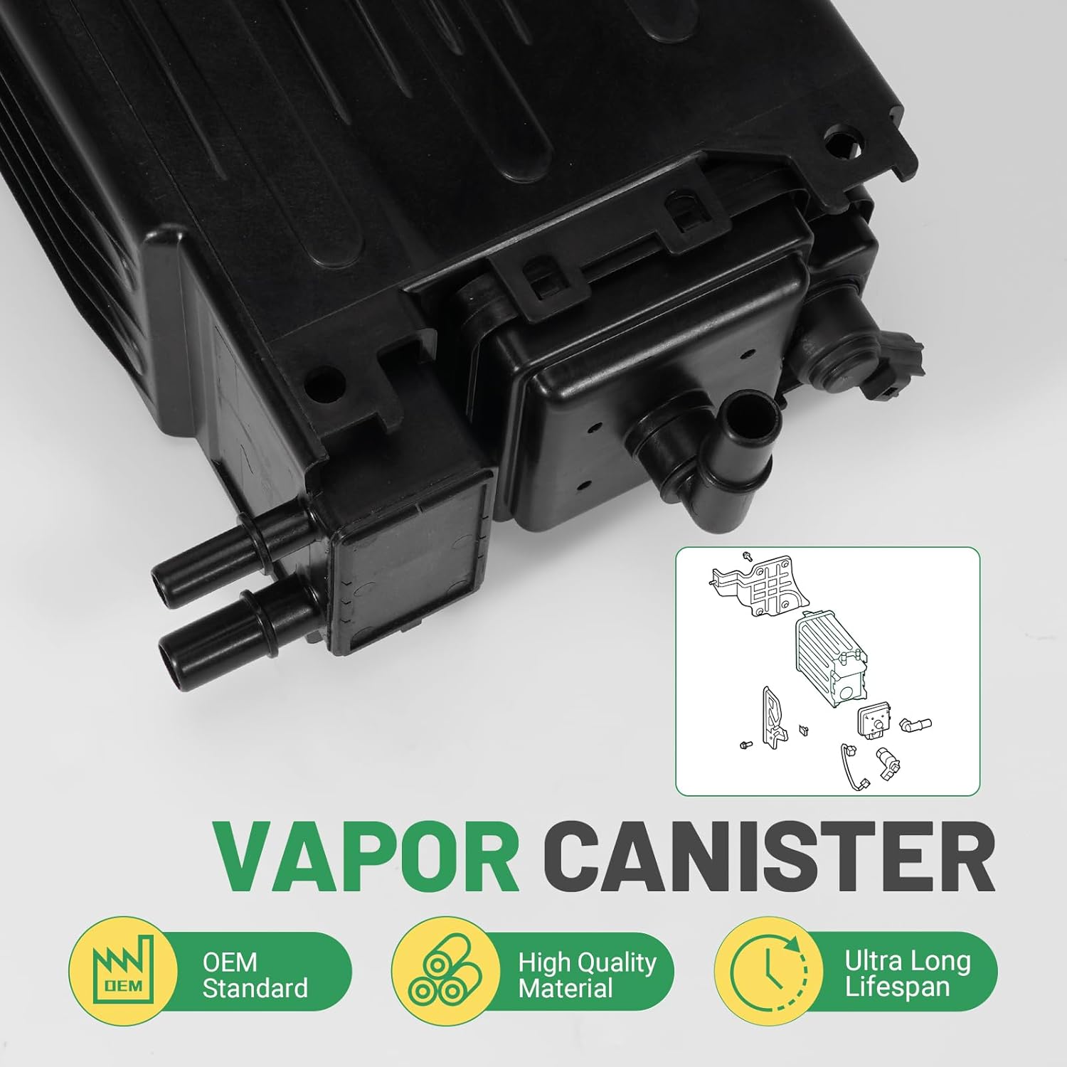 Fuel Vapor Canister Compatible with 2007-2014 Ford Expedition Lincoln Navigator 5.4L V8, Evap Emission Charcoal Canister, Replace 8L1Z-9D653-C BL1Z-9D653-A